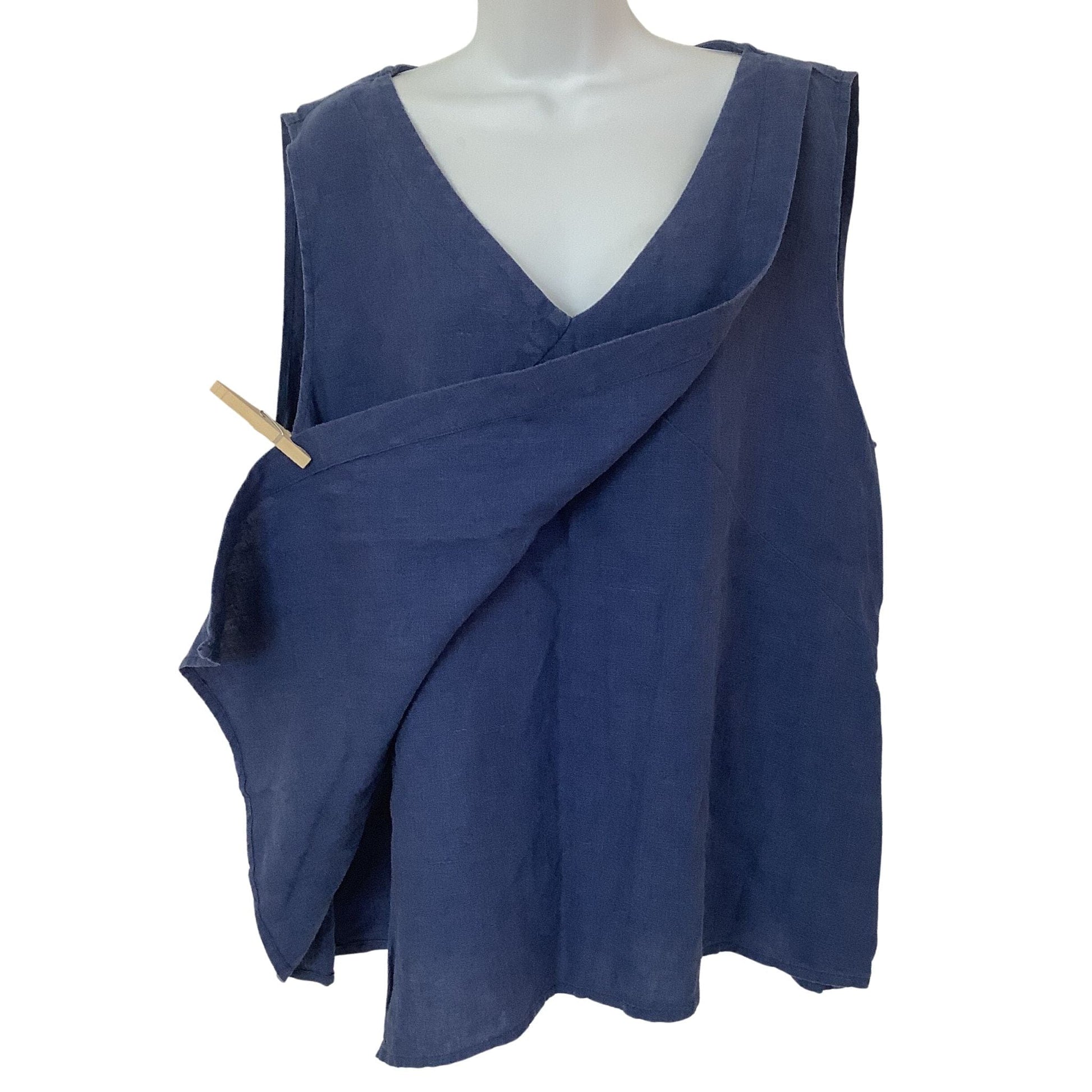 Vintage Lagenlook Top - Flax Blue Linen Tunic