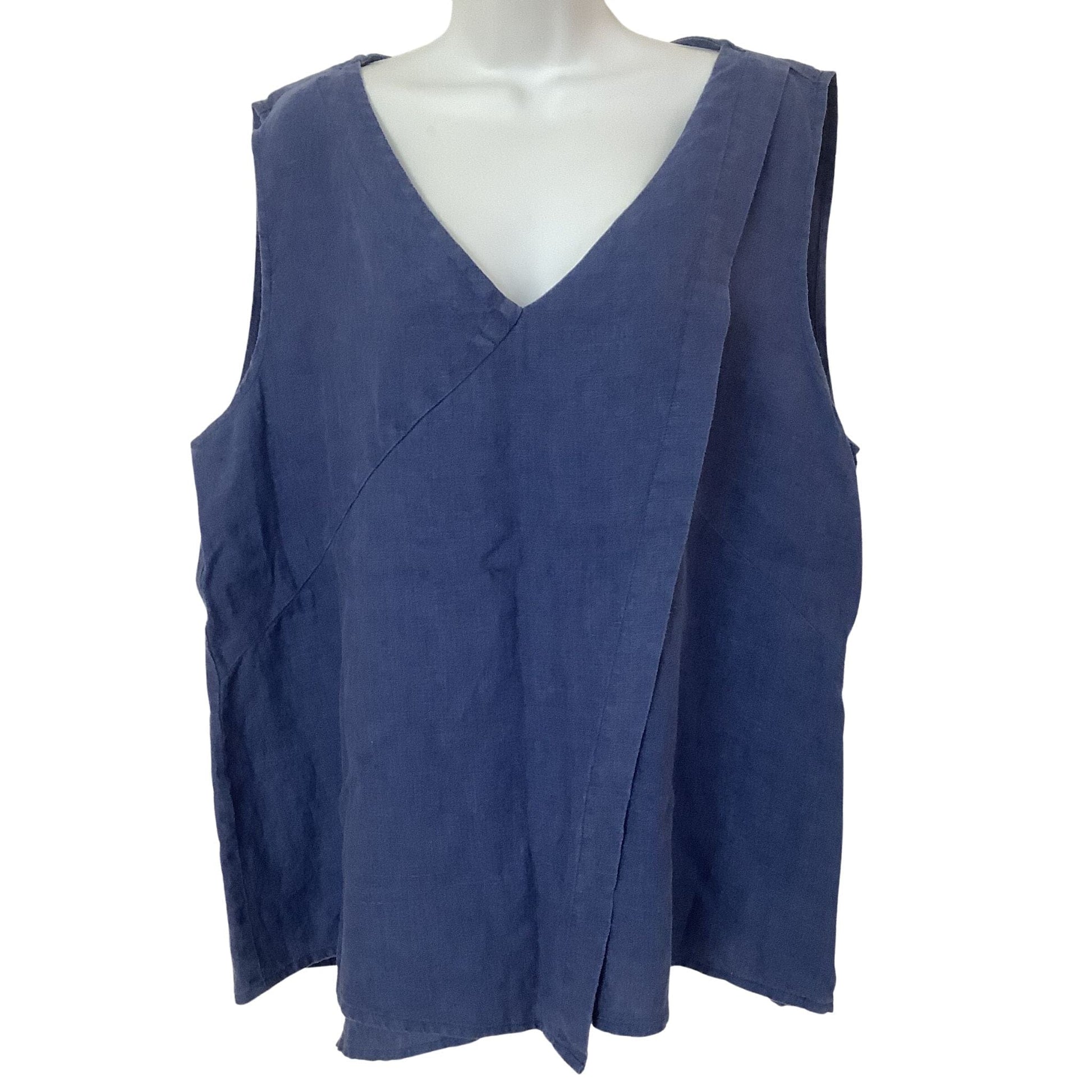 Vintage Lagenlook Top - Flax Blue Linen Tunic