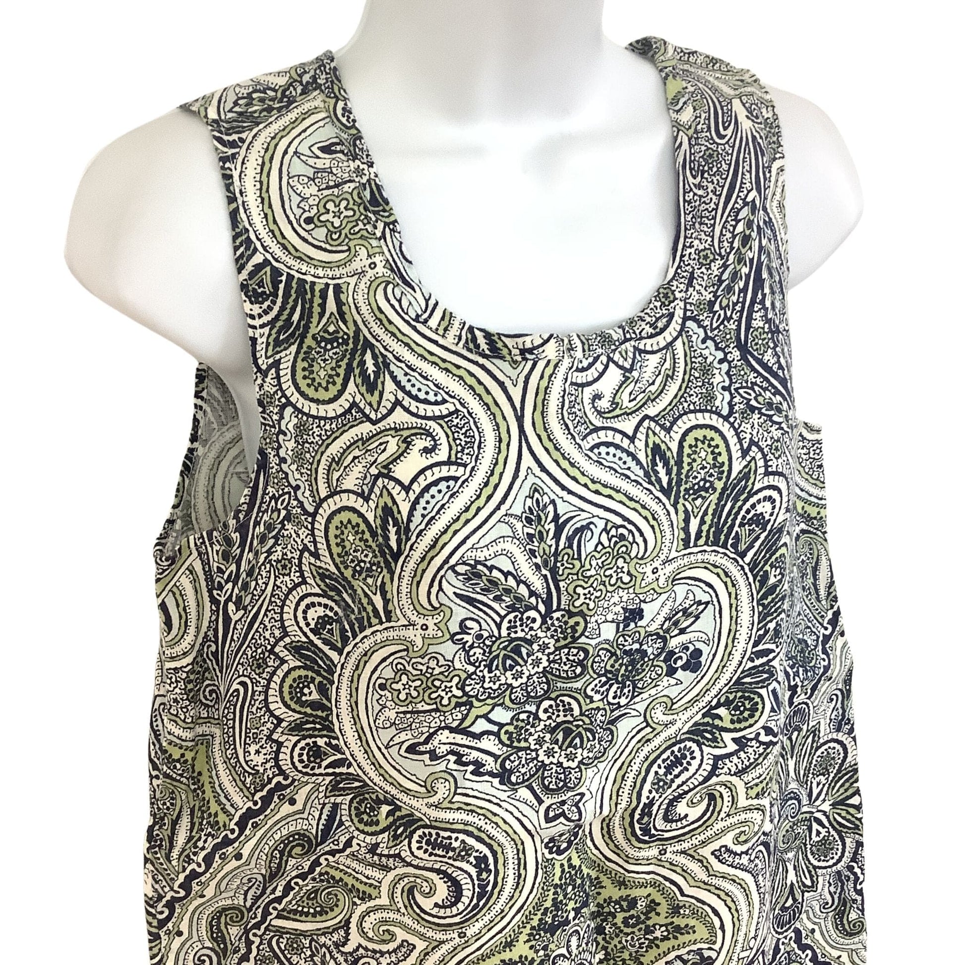 Flax Linen Sleeveless Top - New Old Stock Blue Paisley