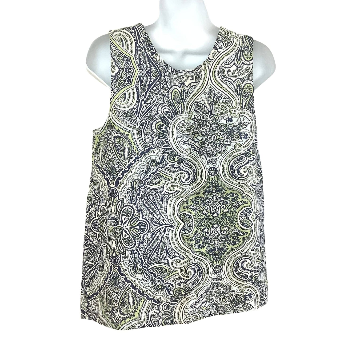 Flax Linen Sleeveless Top - New Old Stock Blue Paisley