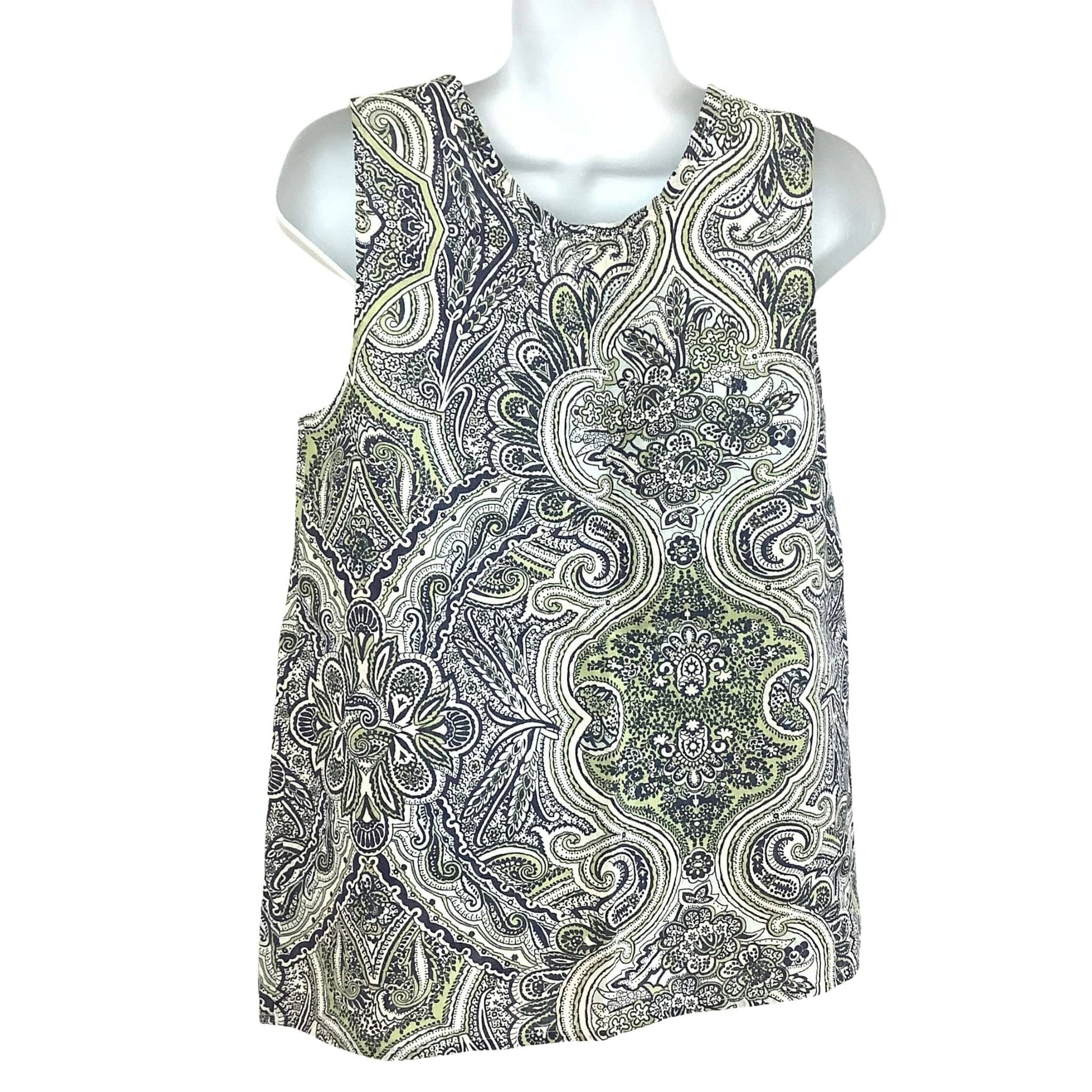 Flax Linen Sleeveless Top - New Old Stock Blue Paisley