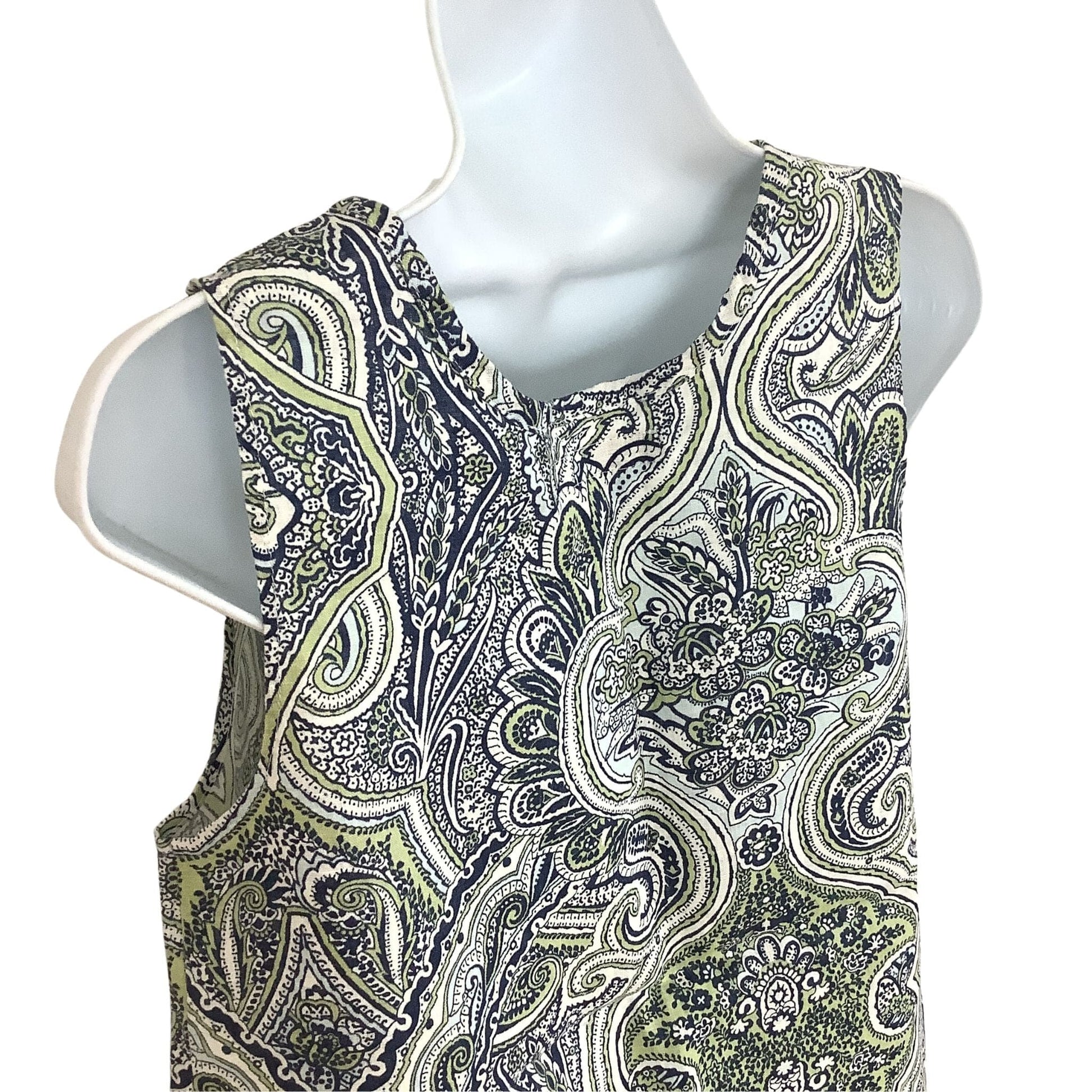 Flax Linen Sleeveless Top - New Old Stock Blue Paisley