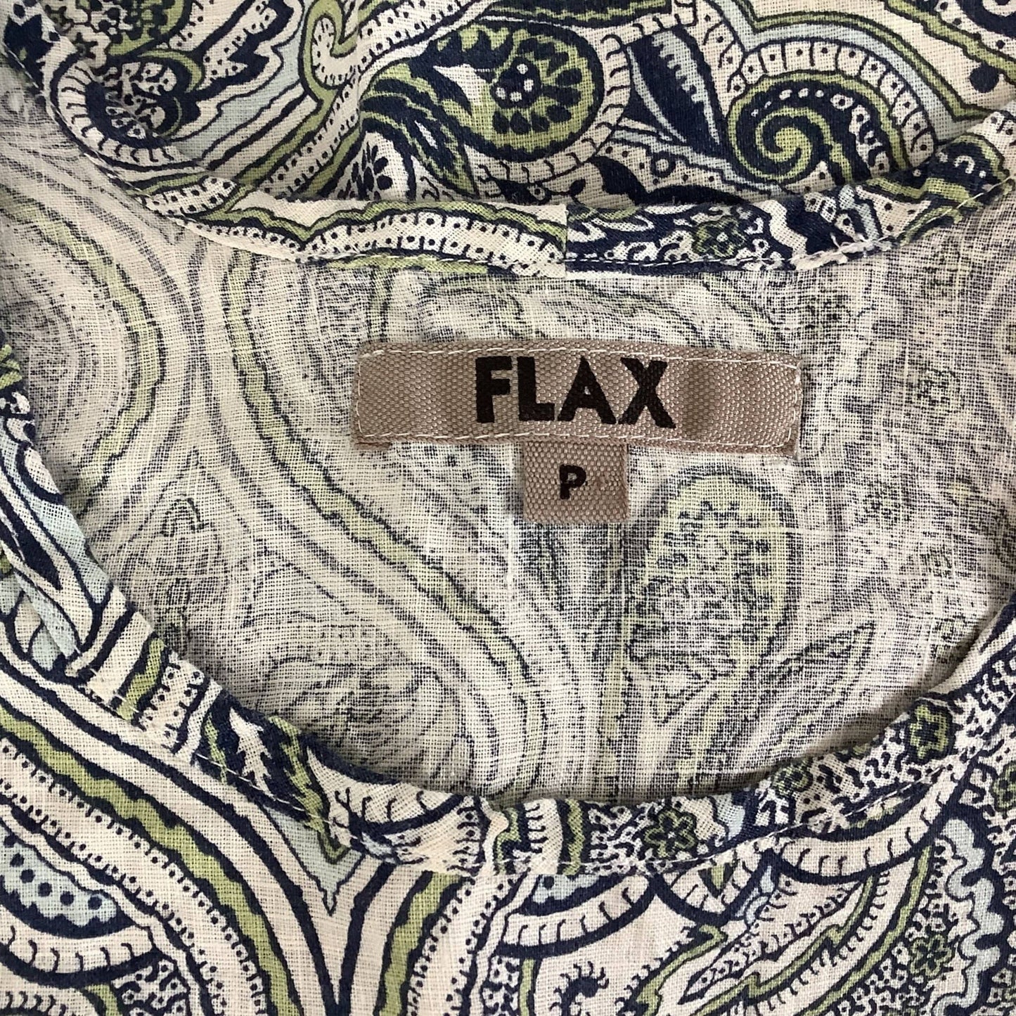 Flax Linen Sleeveless Top - New Old Stock Blue Paisley