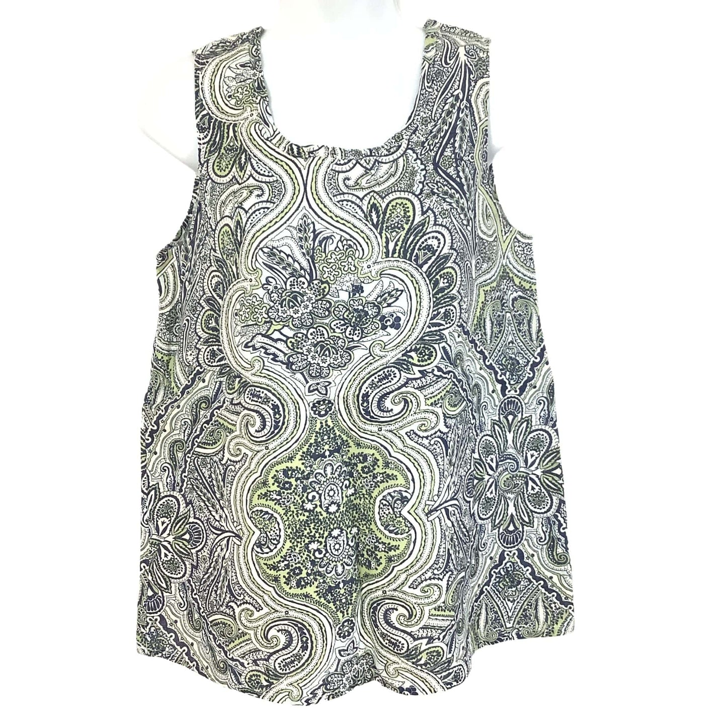 Flax Linen Sleeveless Top - New Old Stock Blue Paisley