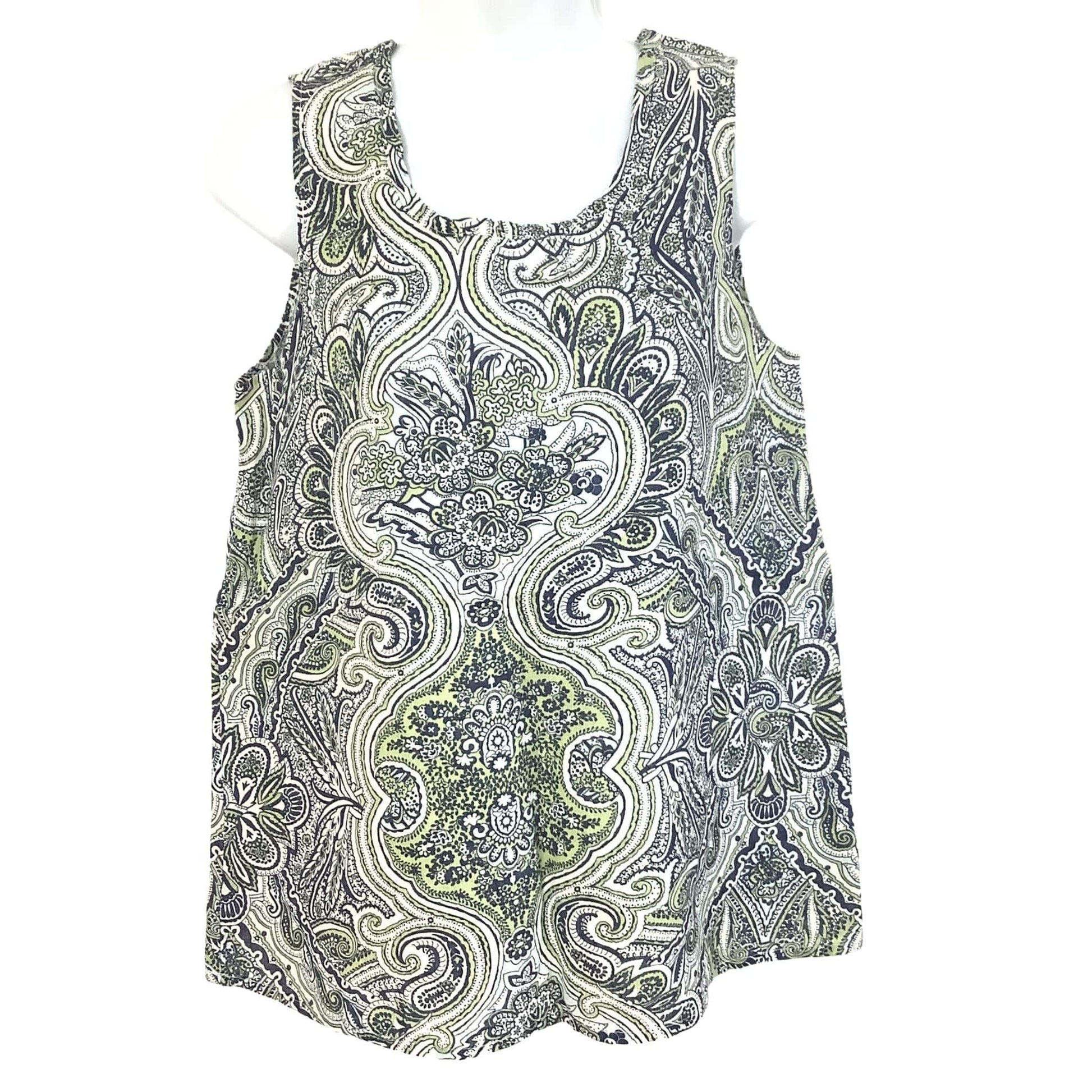 Flax Linen Sleeveless Top - New Old Stock Blue Paisley