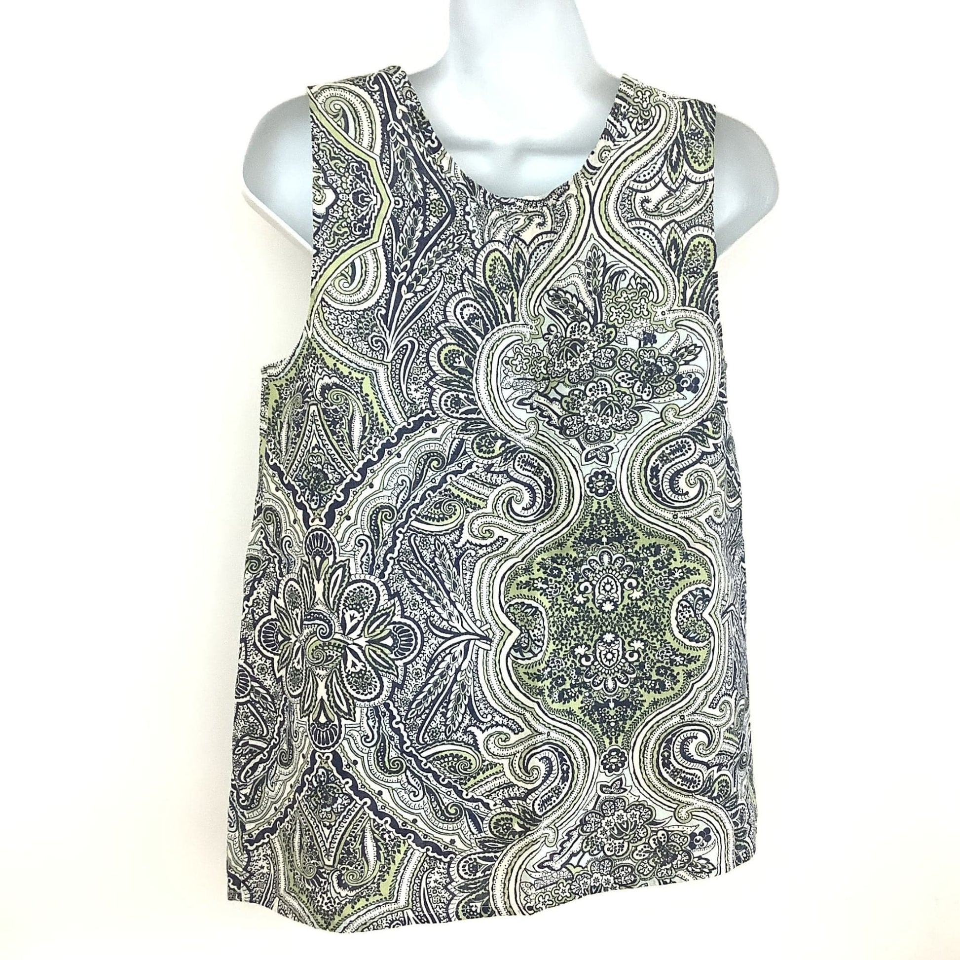 Flax Linen Sleeveless Top - New Old Stock Blue Paisley