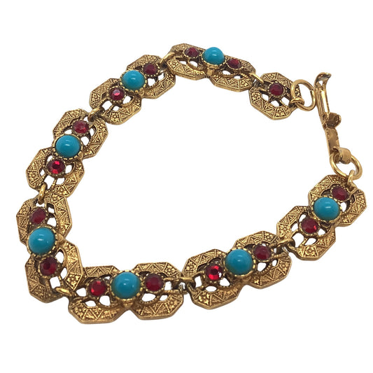 Florenza gold tone southwestern style bracelet front view on a white background
