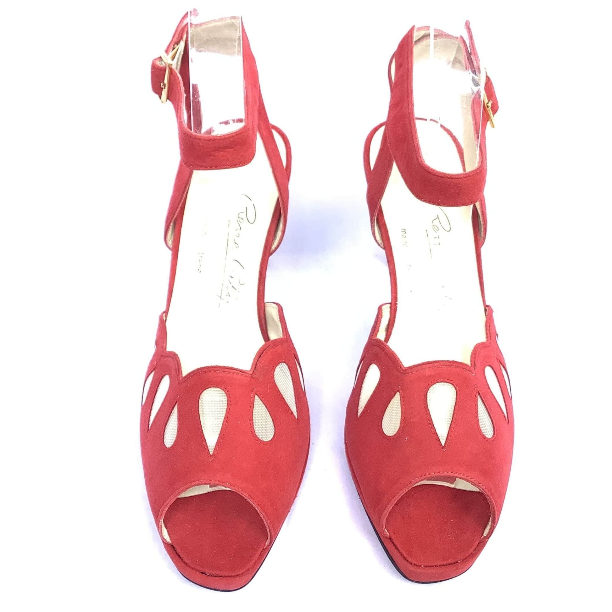 French Red Strappy Heels 8.5 / Red / Vintage 1990s