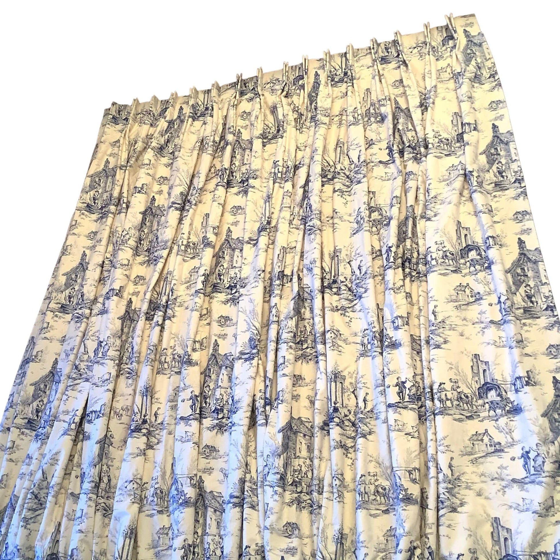 French Toile Curtain Multi / Cotton / Vintage 1980s