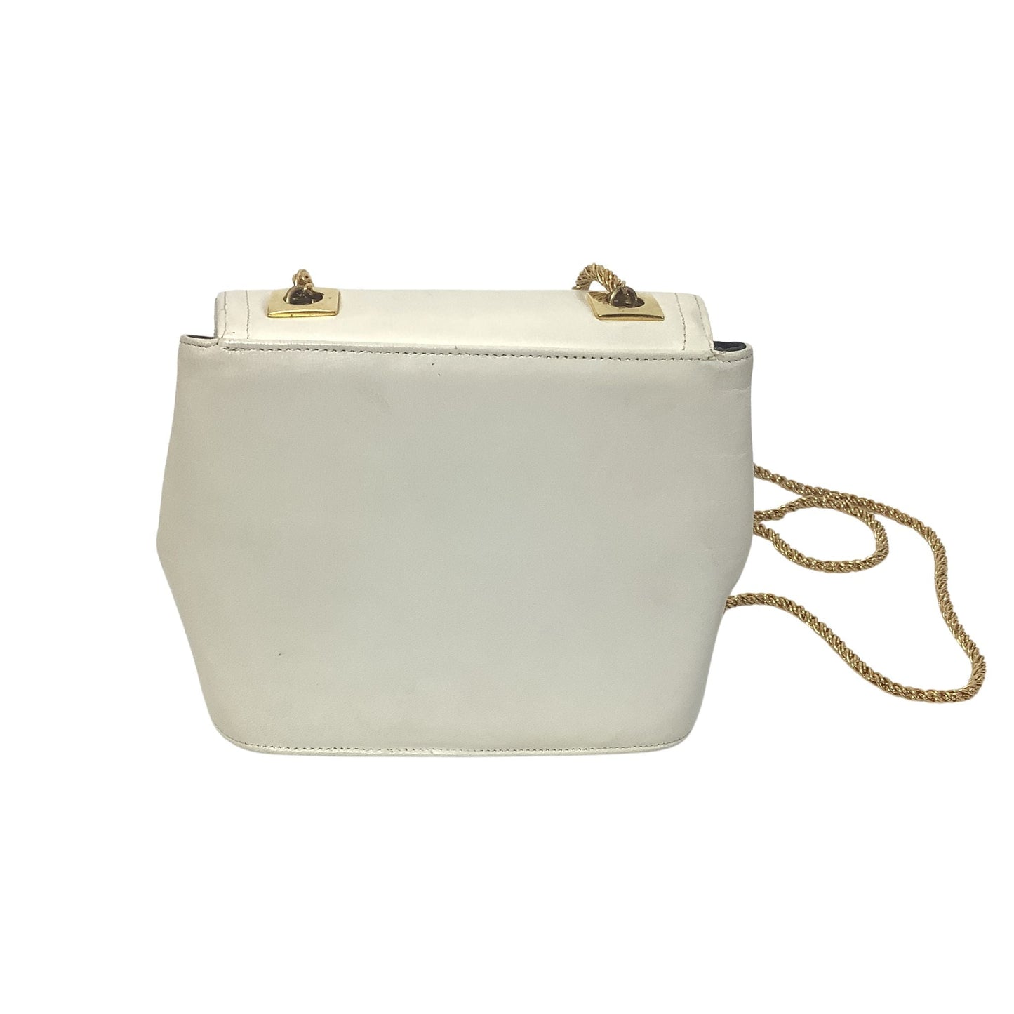 White Leather Gold Chain Handbag