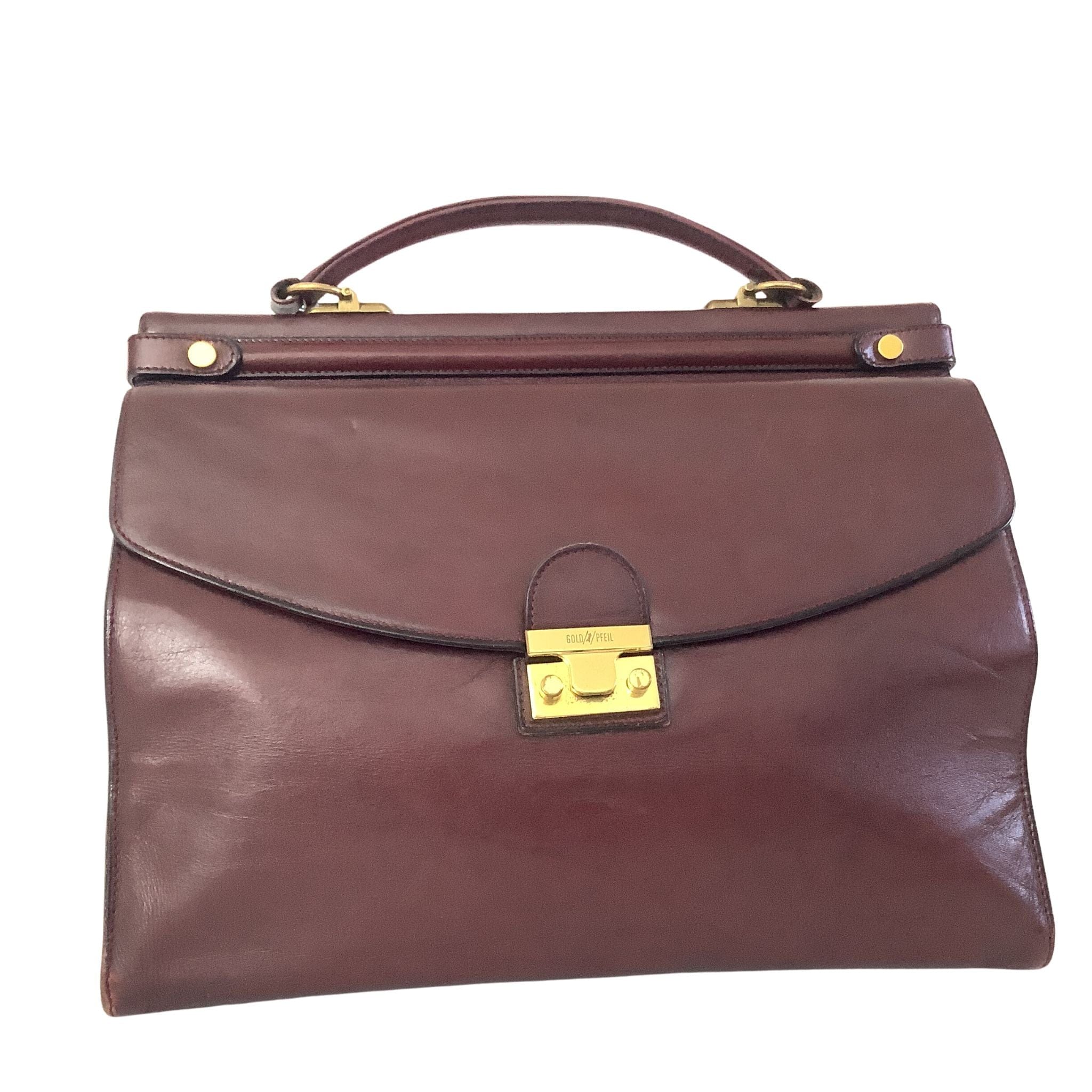 Gold Pfeil Burgundy Leather Handbag German 1980s | Used