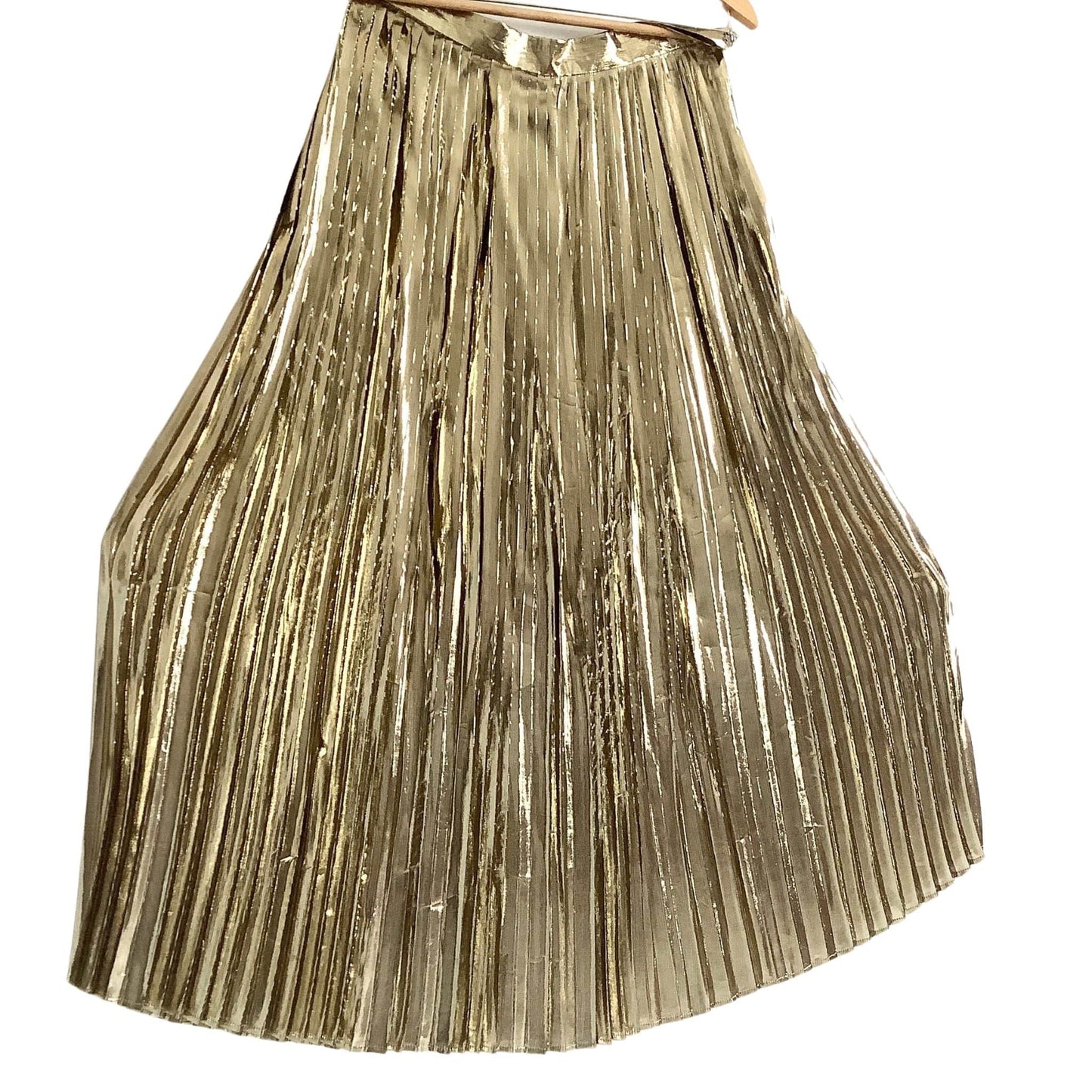 Gold Pleated Maxi Skirt - Vintage 1980s Glamour