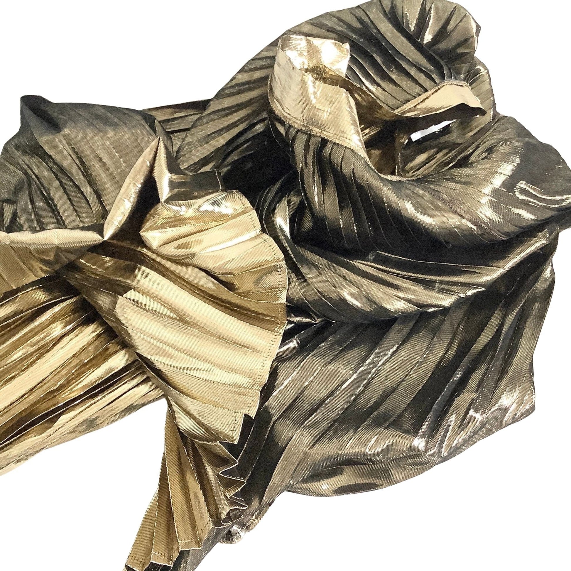 Gold Pleated Maxi Skirt - Vintage 1980s Glamour