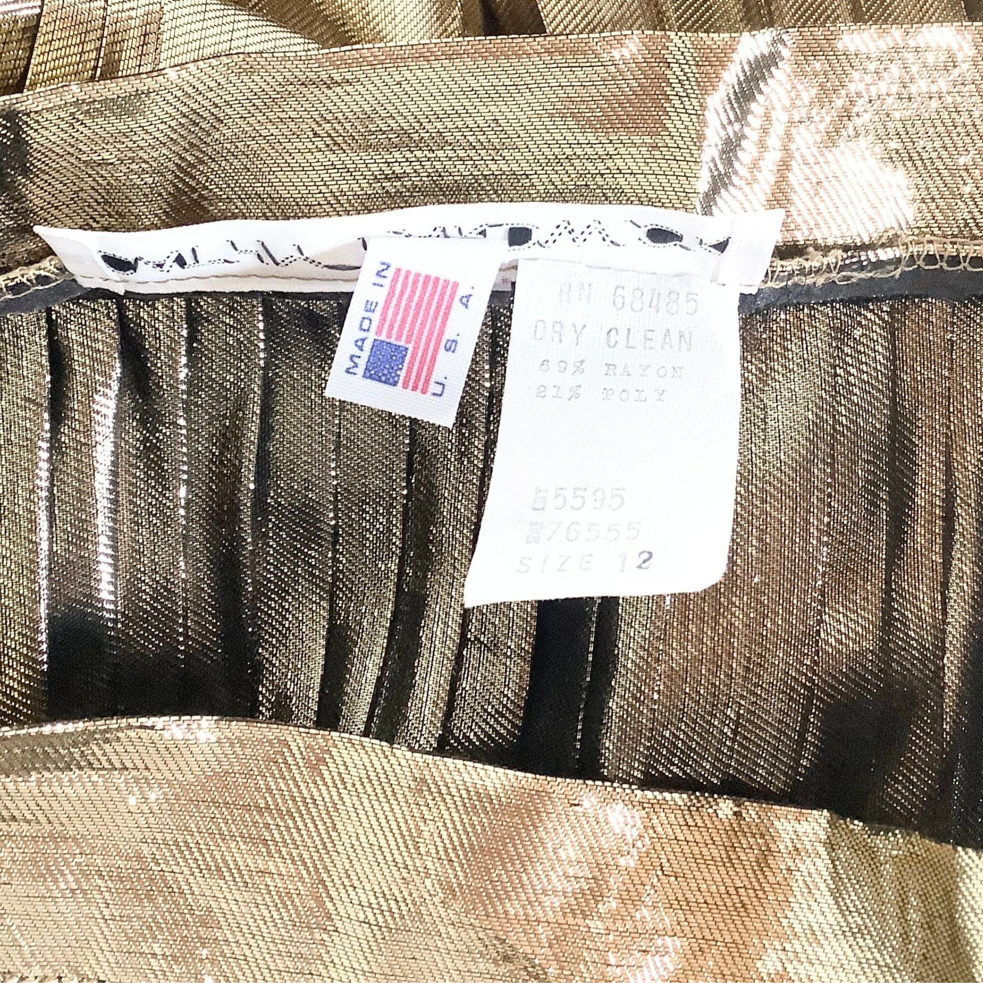 Gold Pleated Maxi Skirt - Vintage 1980s Glamour