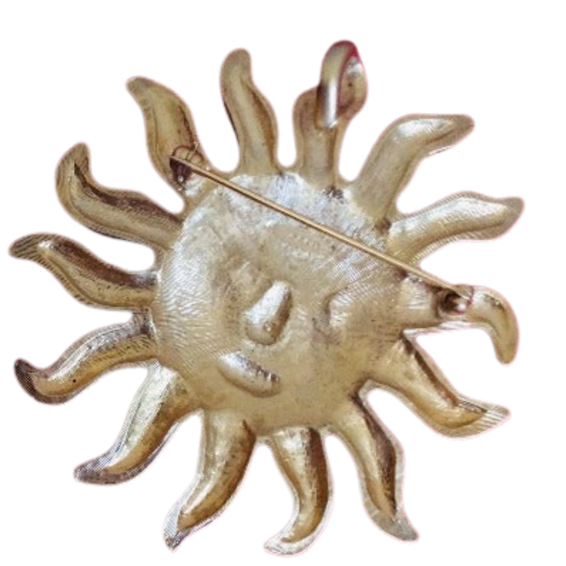 Gold Tone Sun Brooch