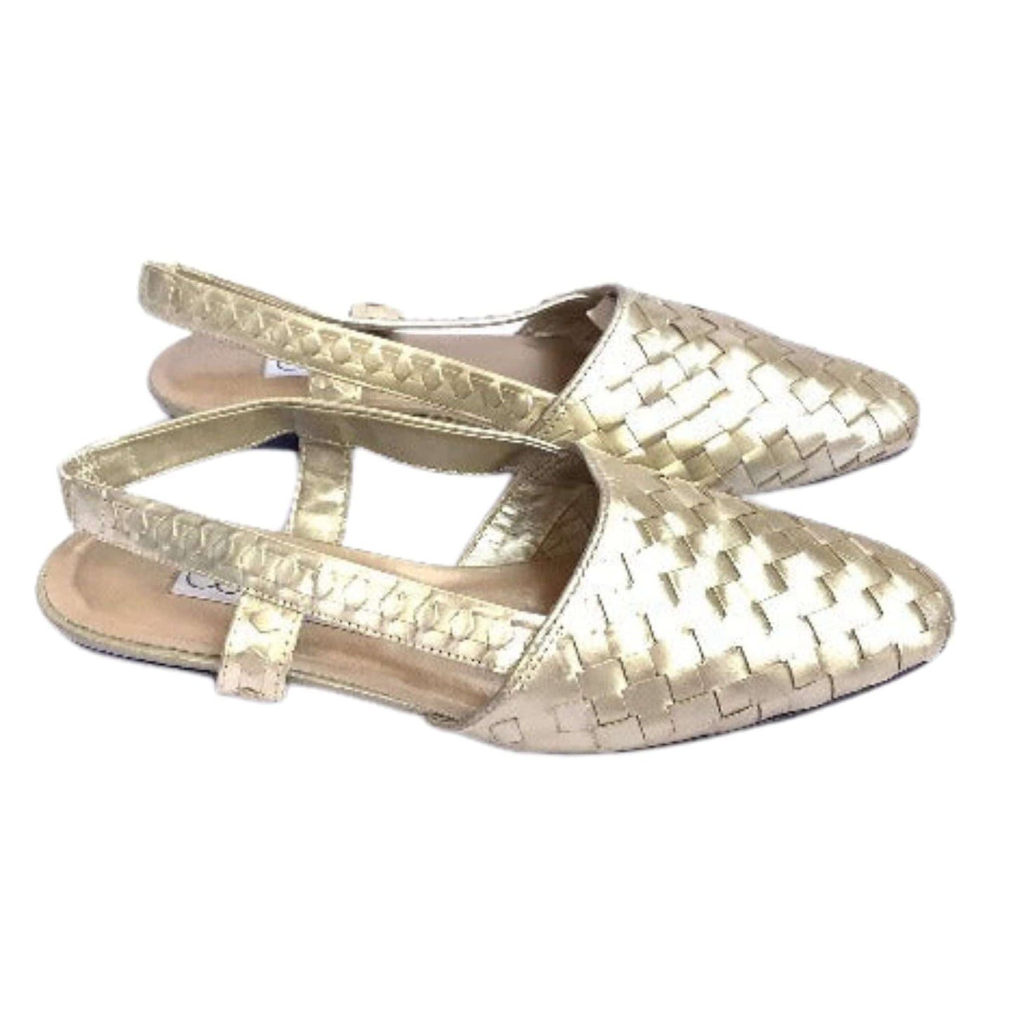 Gold Woven Leather Flats