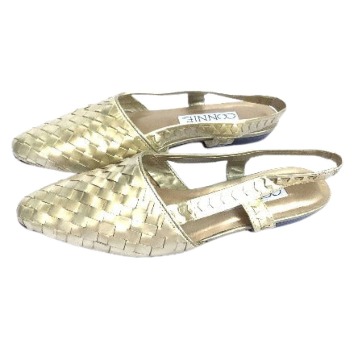 Gold Woven Leather Flats