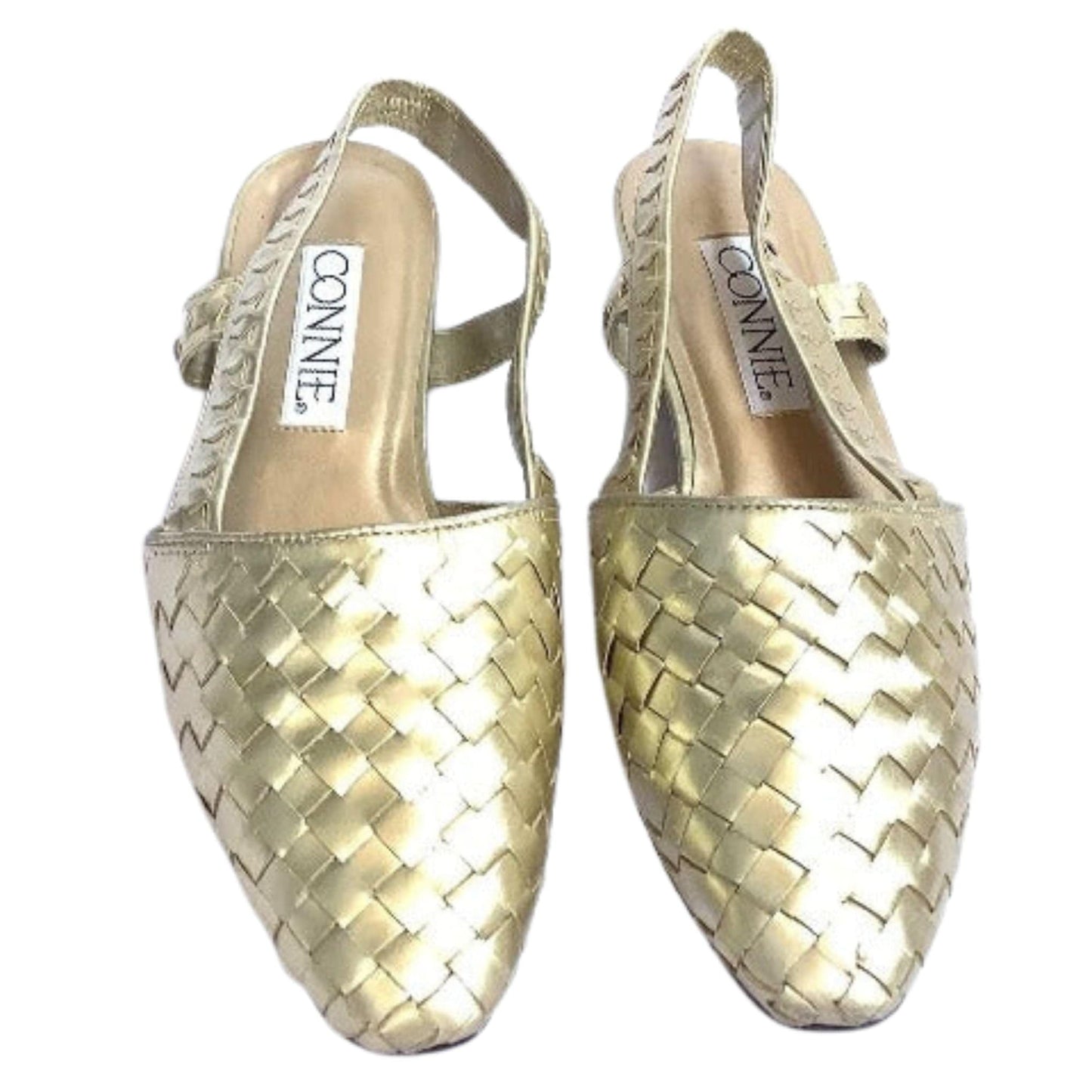 Gold Woven Leather Flats