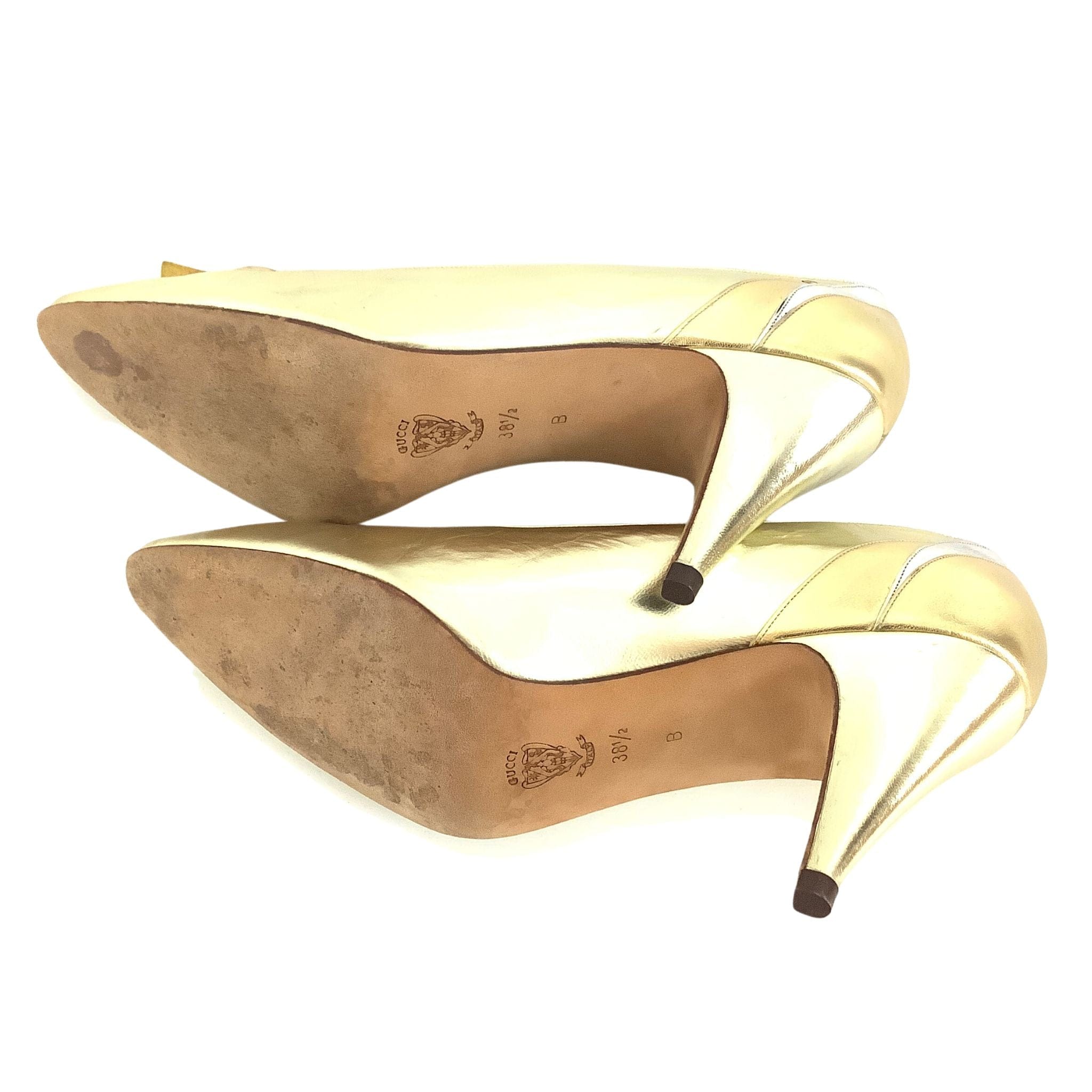 Gucci Metallic Gold Heels - Vintage 1990s Pump Shoes