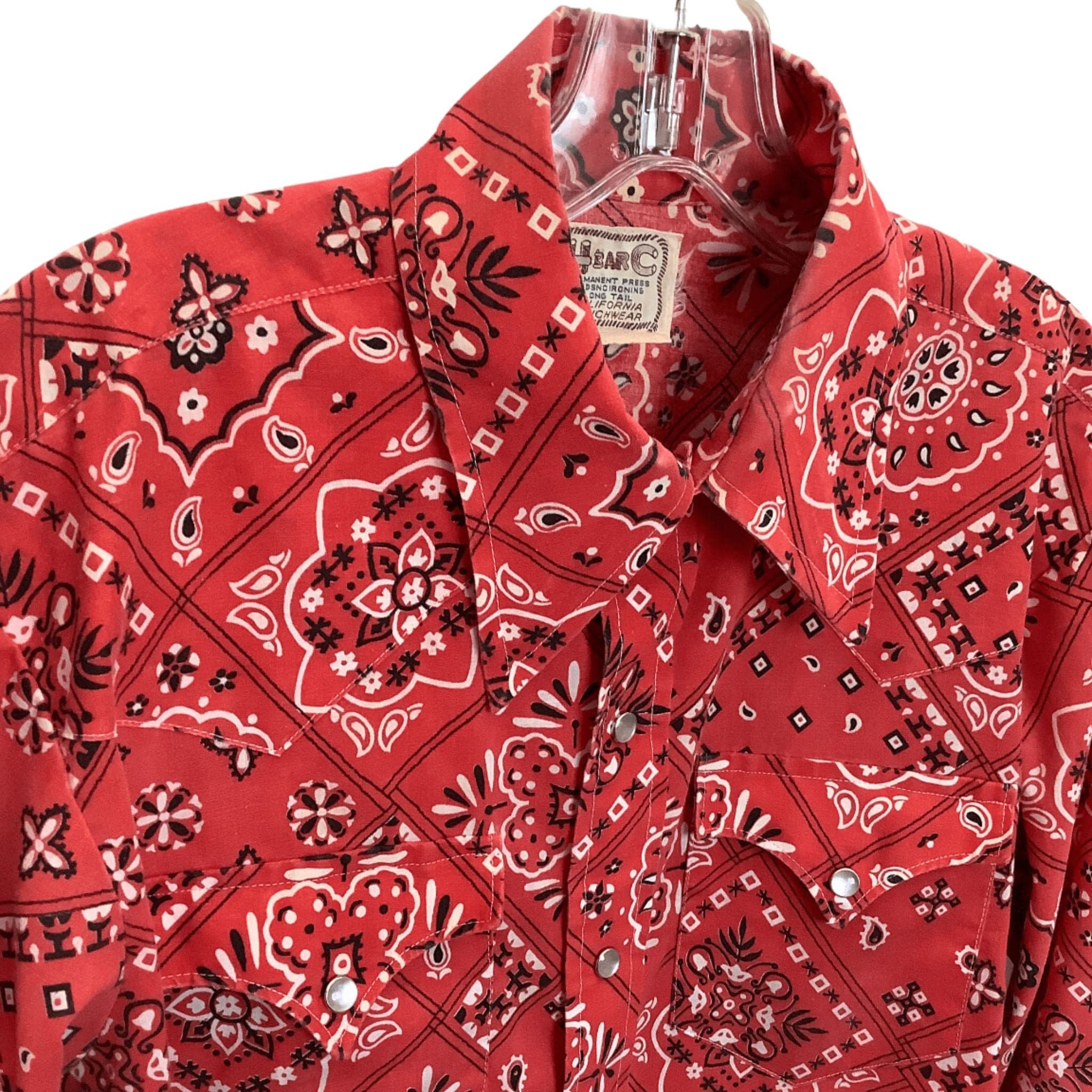 Vintage '70s Shirt H-Bar-C Ranchwear Red Bandana Men's-S
