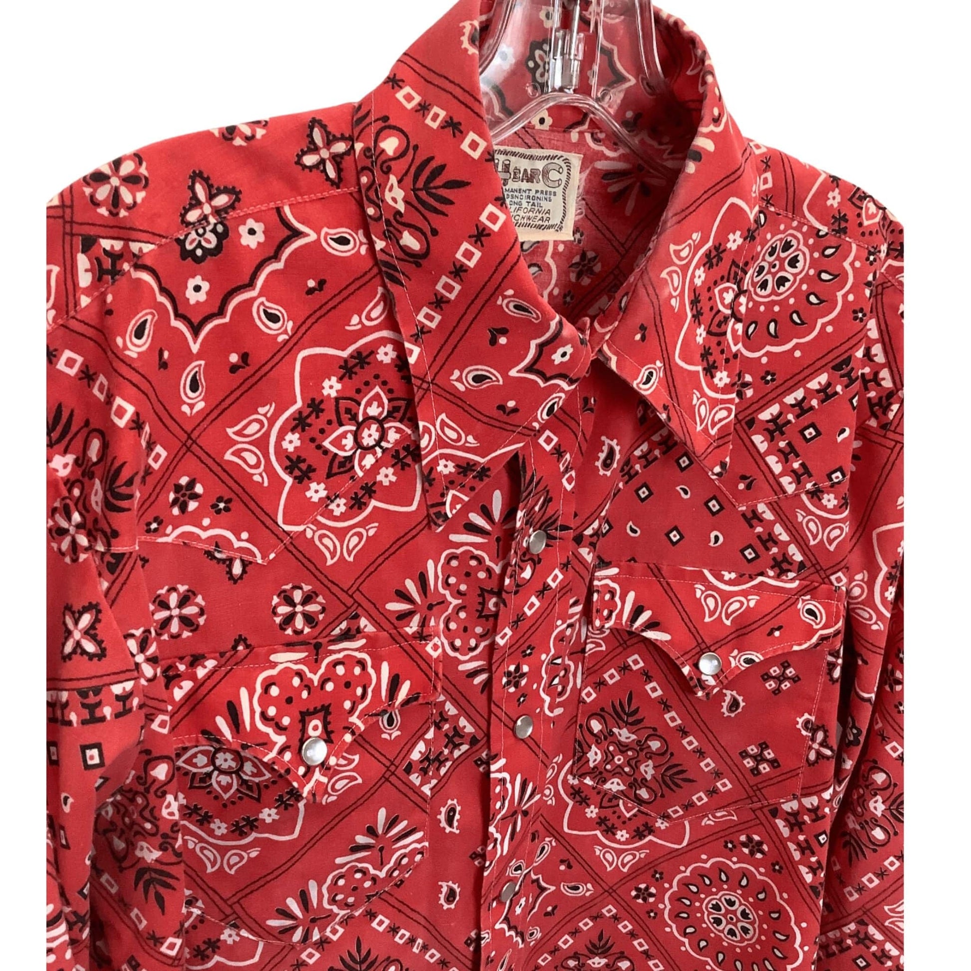 red bandana dress shirt W.A.Y Wonderful & Young Red Bandana Mesh & Linen Shirt/Jacket