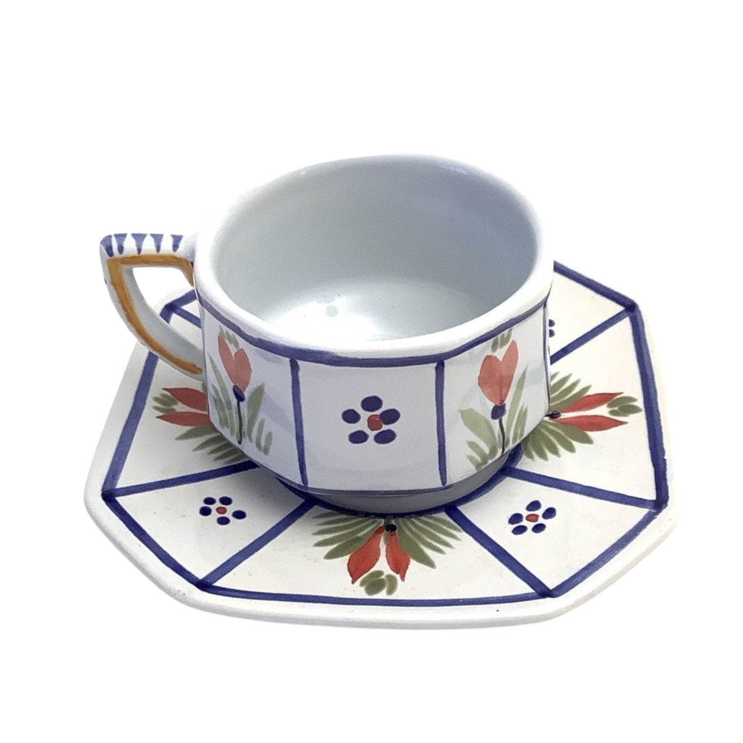 Henriot Man Cup and Saucer Multi / Pottery / Faience