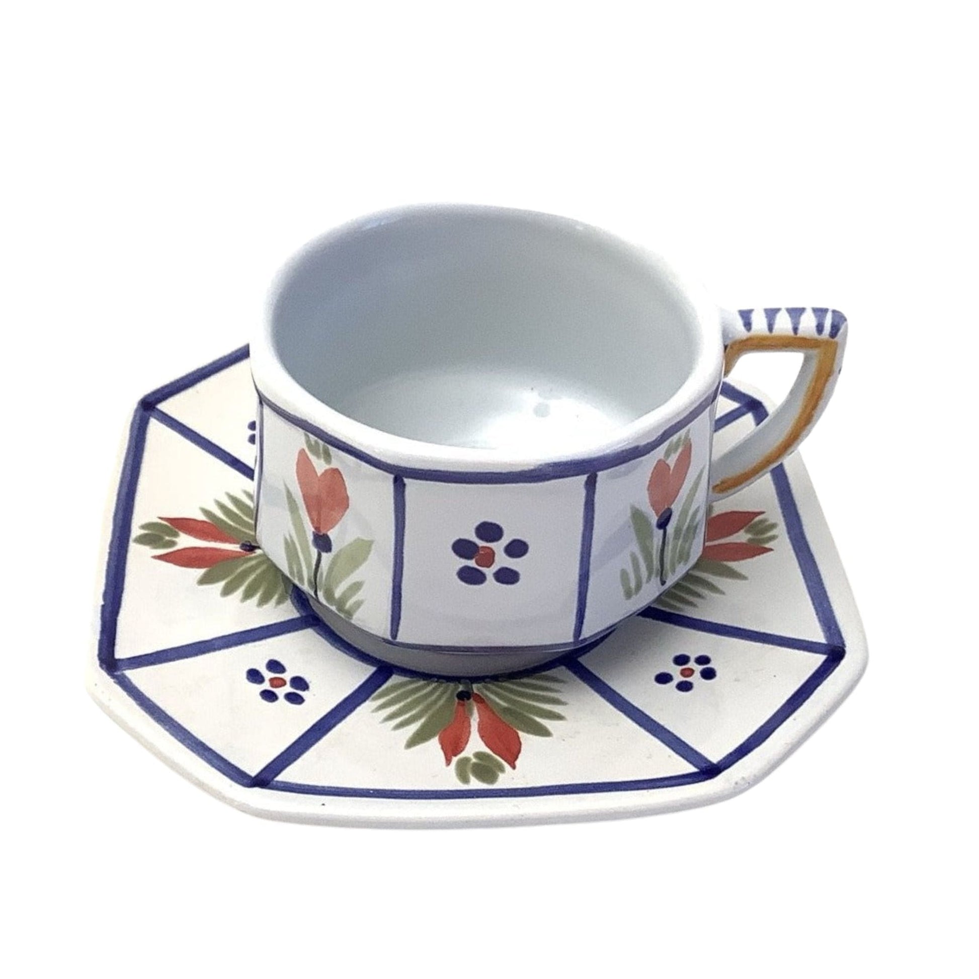 Henriot Man Cup and Saucer Multi / Pottery / Faience