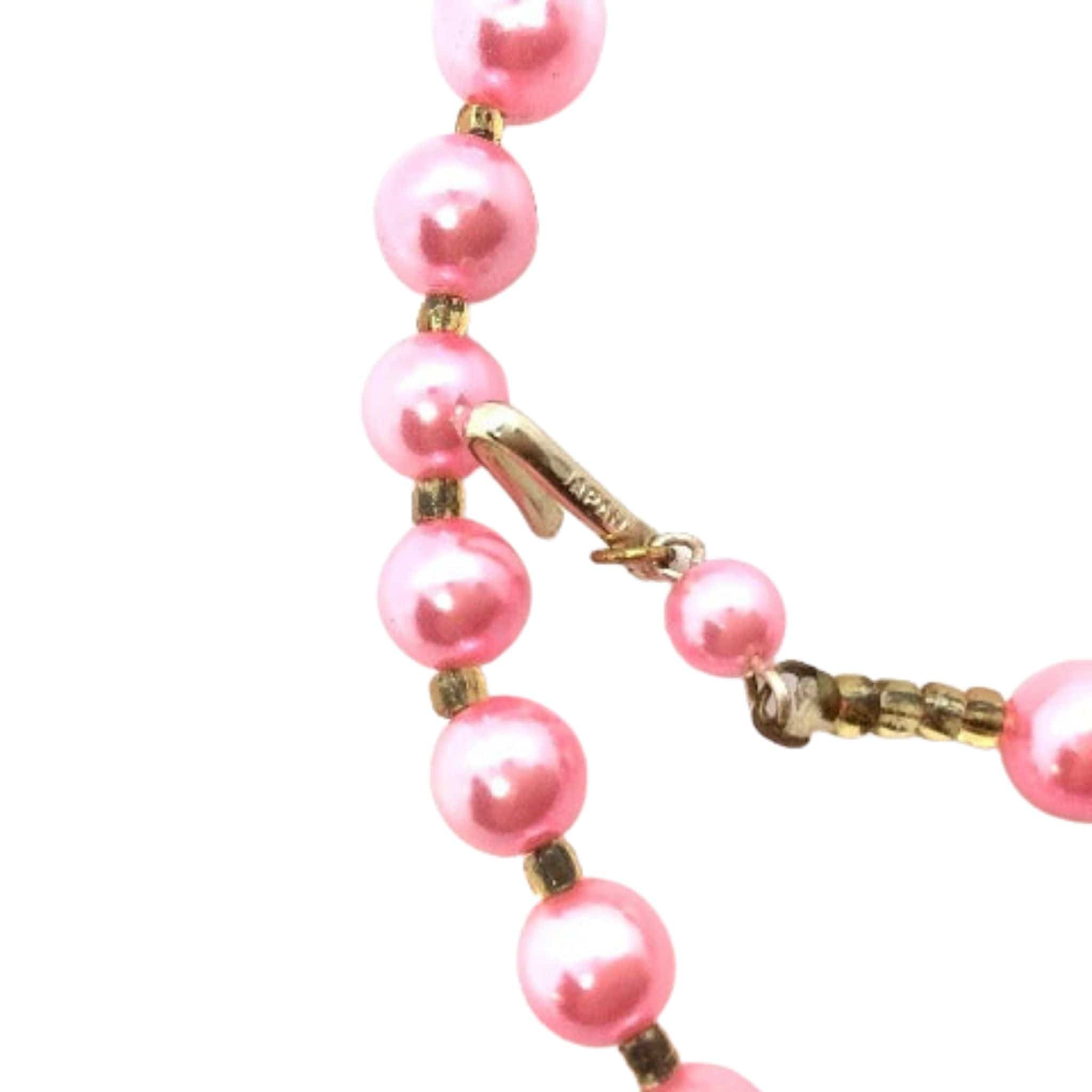 Hot Pink Pearl Necklace 1980s - Women's Vintage Choker