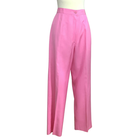 Women's vintage pink wide-leg trousers displayed on a mannequin torso against a plain white background.