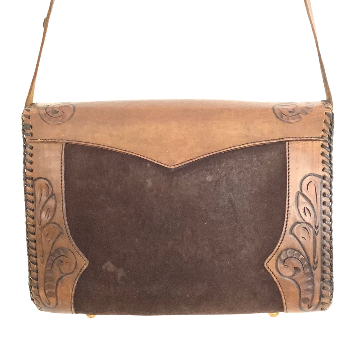 Joo-Kay Vintage Tooled Leather Bag, Back View
