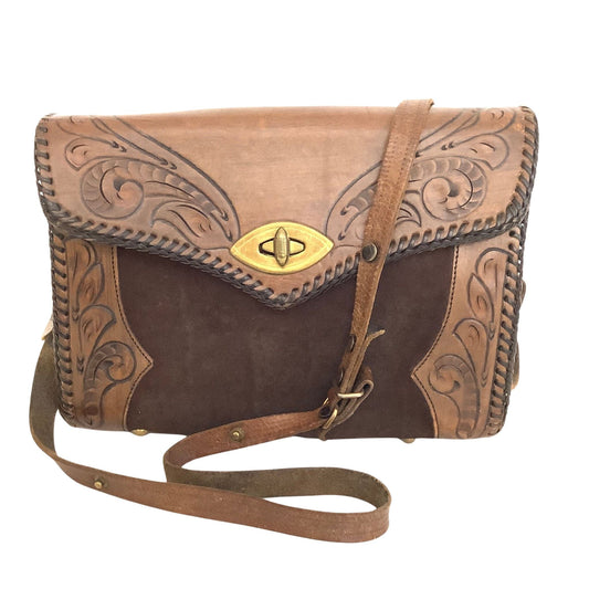Vintage 1950s Joo-Kay Tooled Leather  Bag front view.