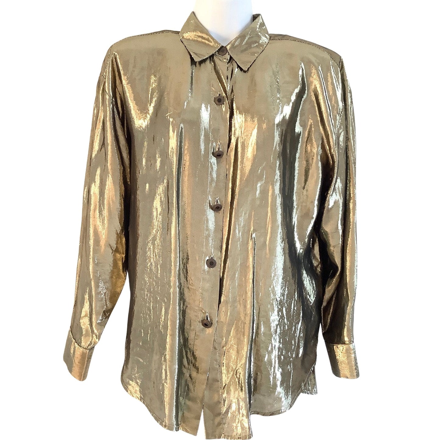 Vintage 1980s Karen Kane Gold Shirt Front view