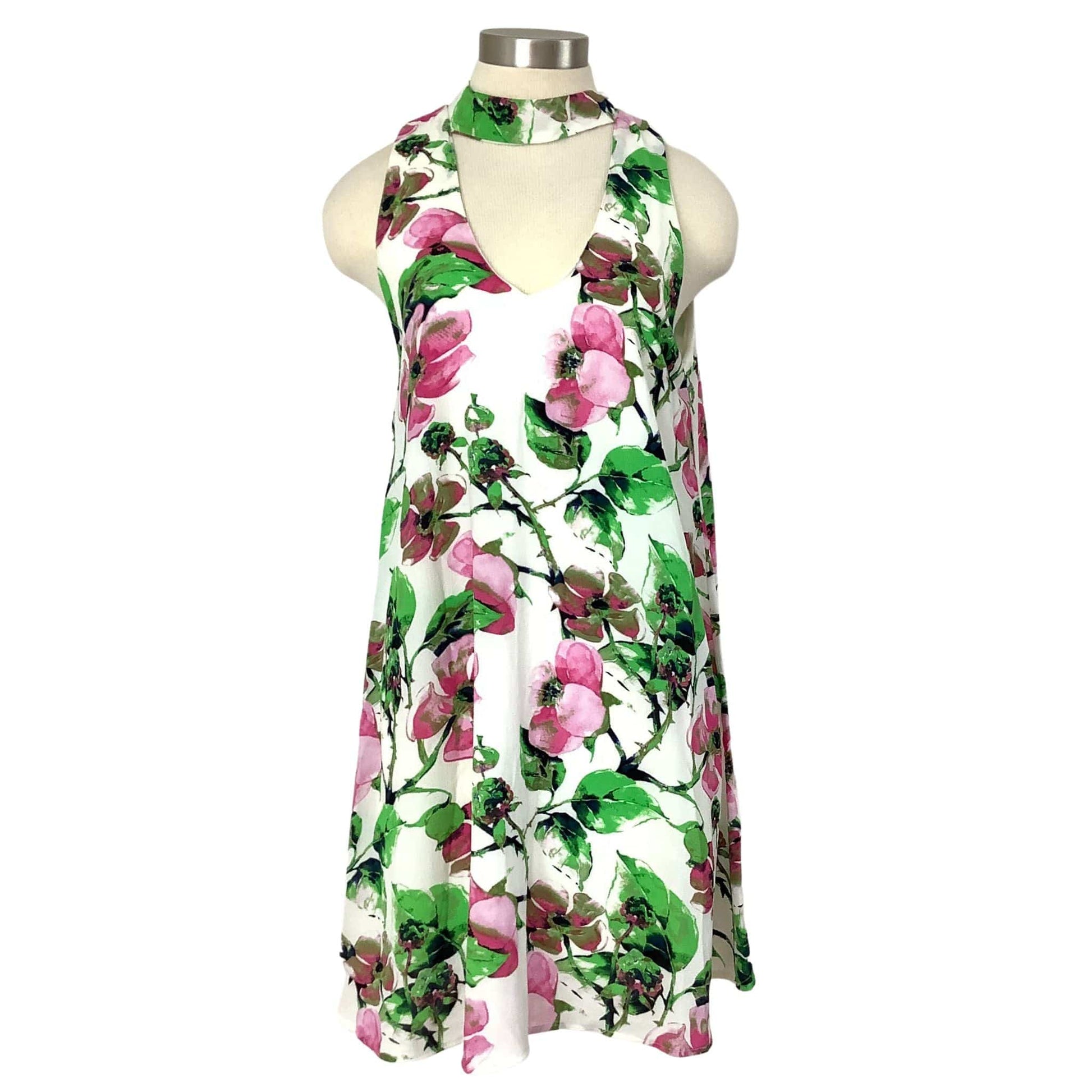 Keyhole Y2K Floral Tunic - Multicolor Large Scale Print