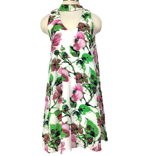 Keyhole Y2K Floral Tunic - Multicolor Large Scale Print