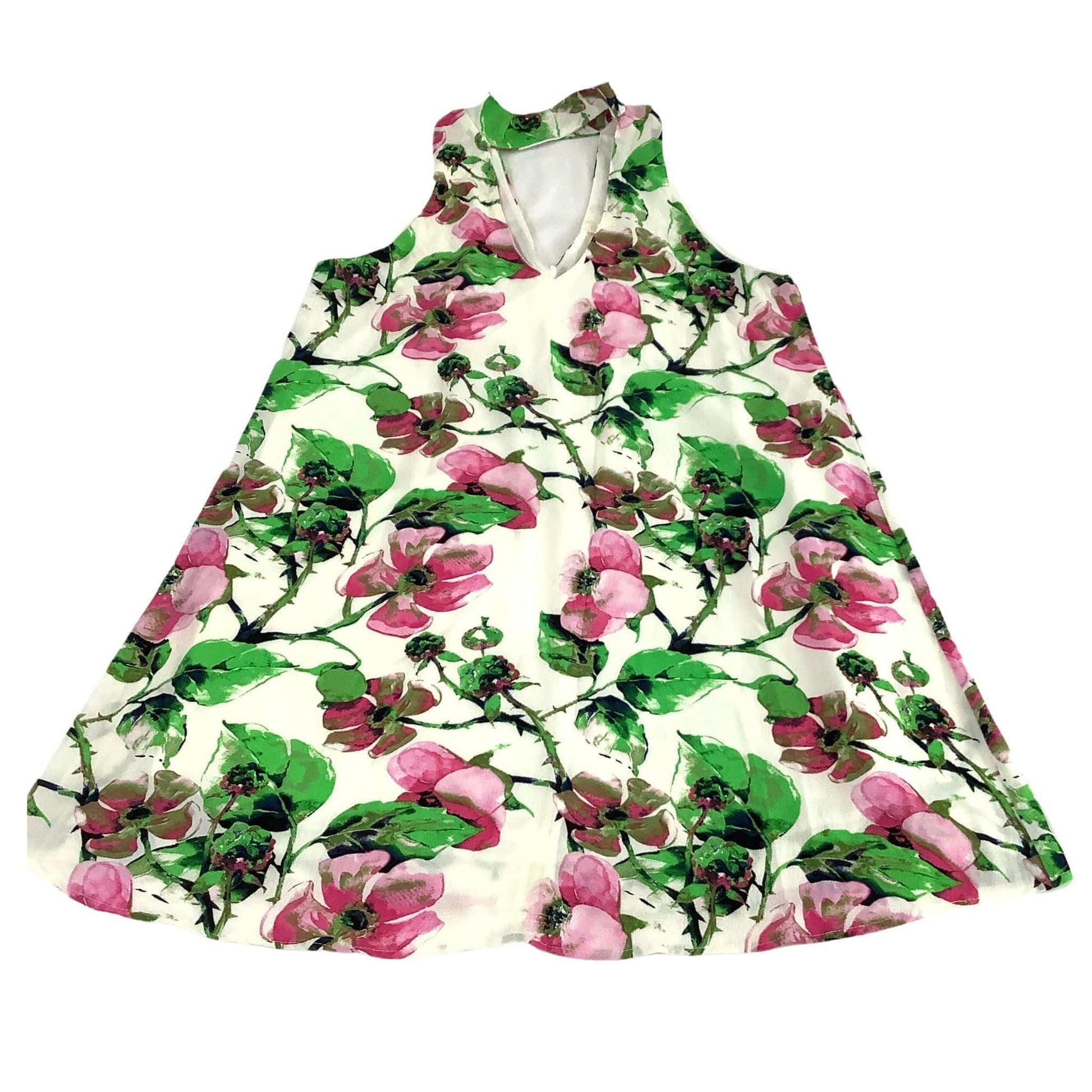 Keyhole Y2K Floral Tunic - Multicolor Large Scale Print