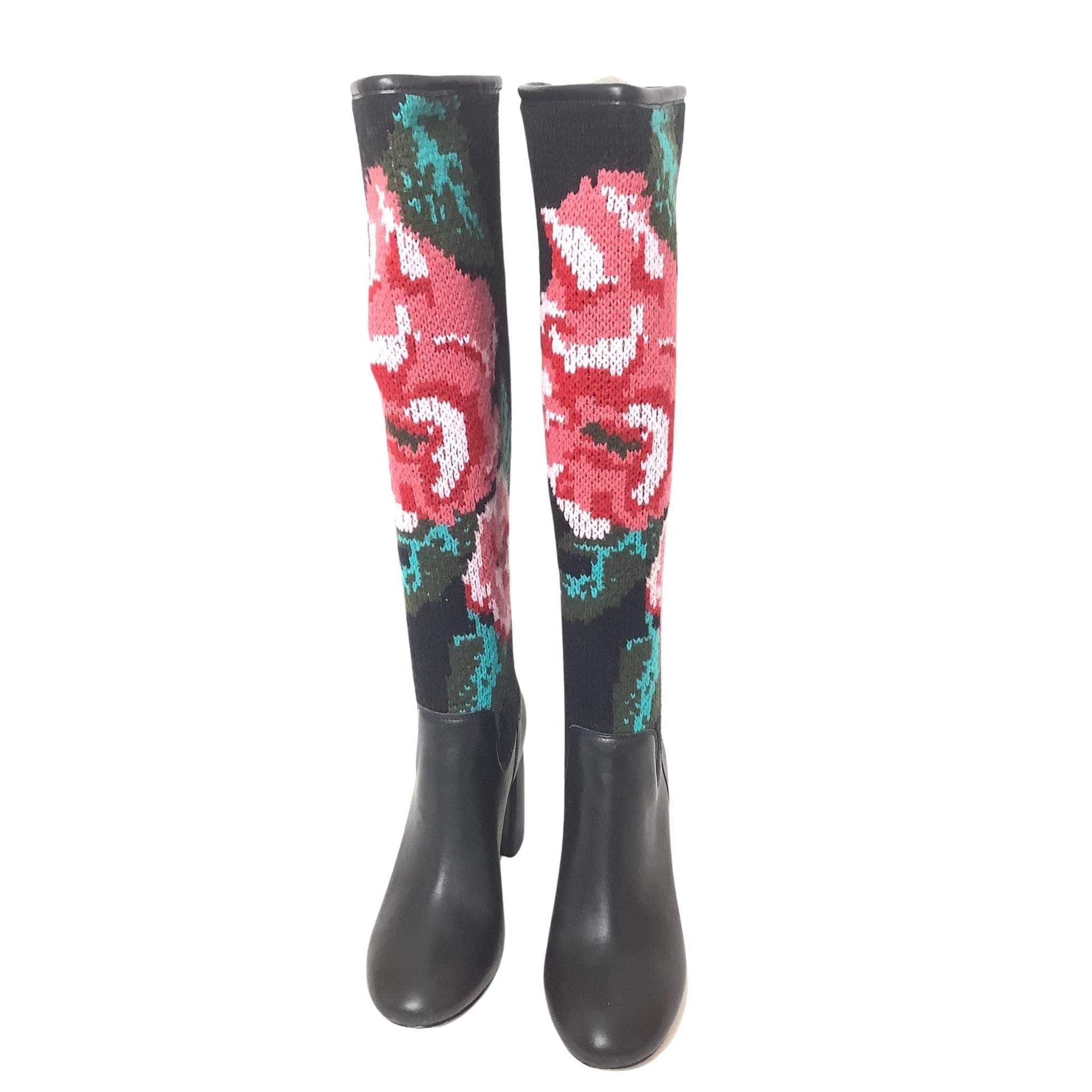 Knitted Floral Tall Boots