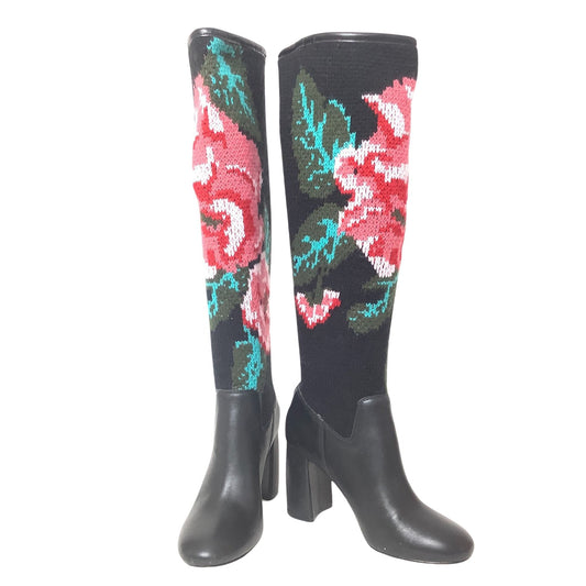 Knitted Floral Tall Boots