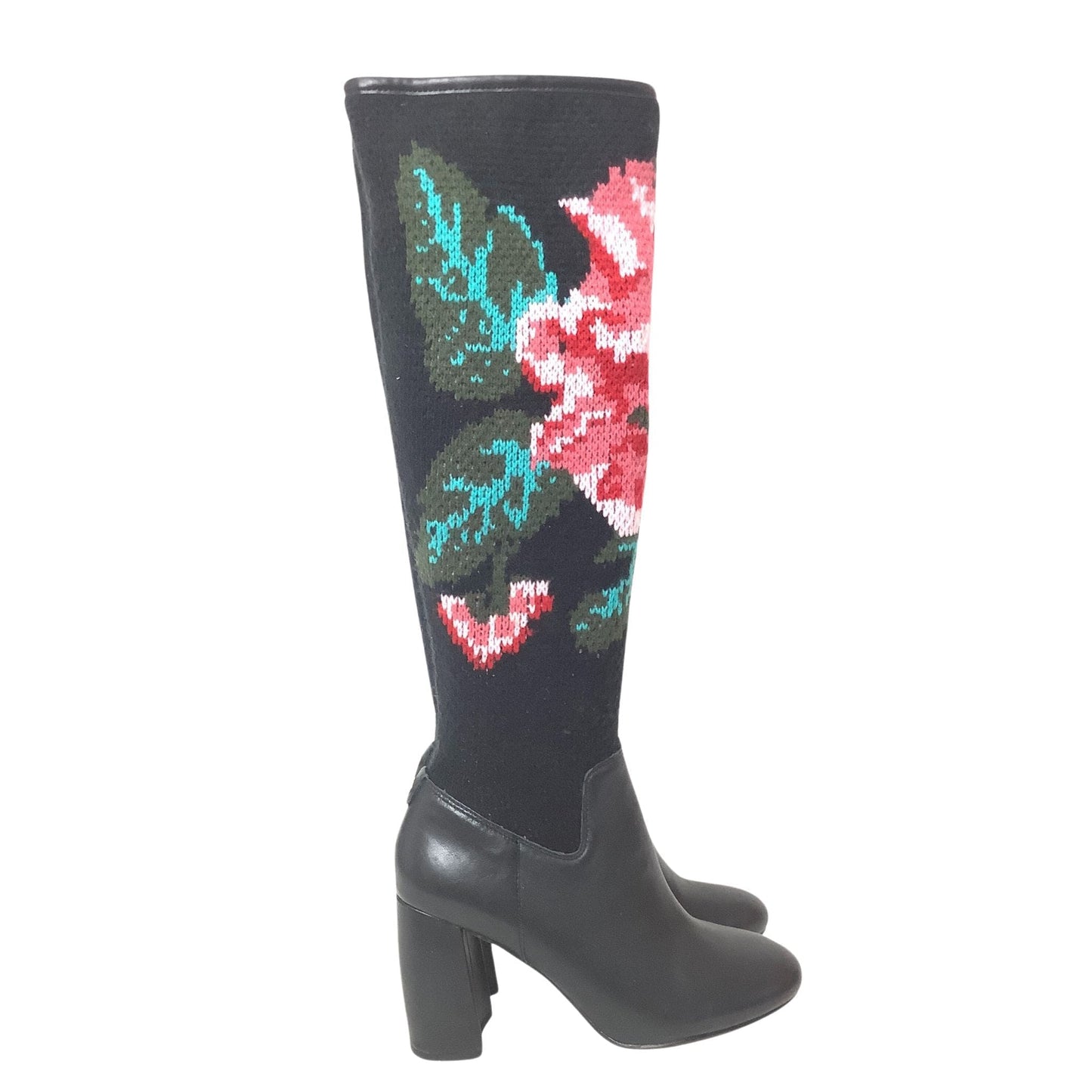Knitted Floral Tall Boots