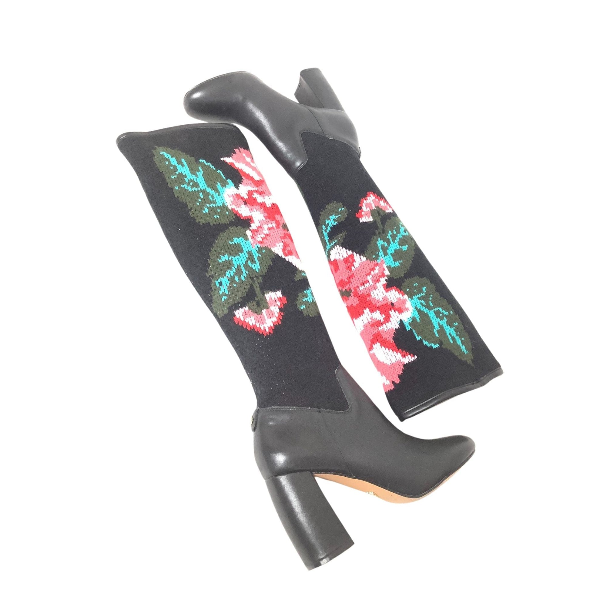 Knitted Floral Tall Boots