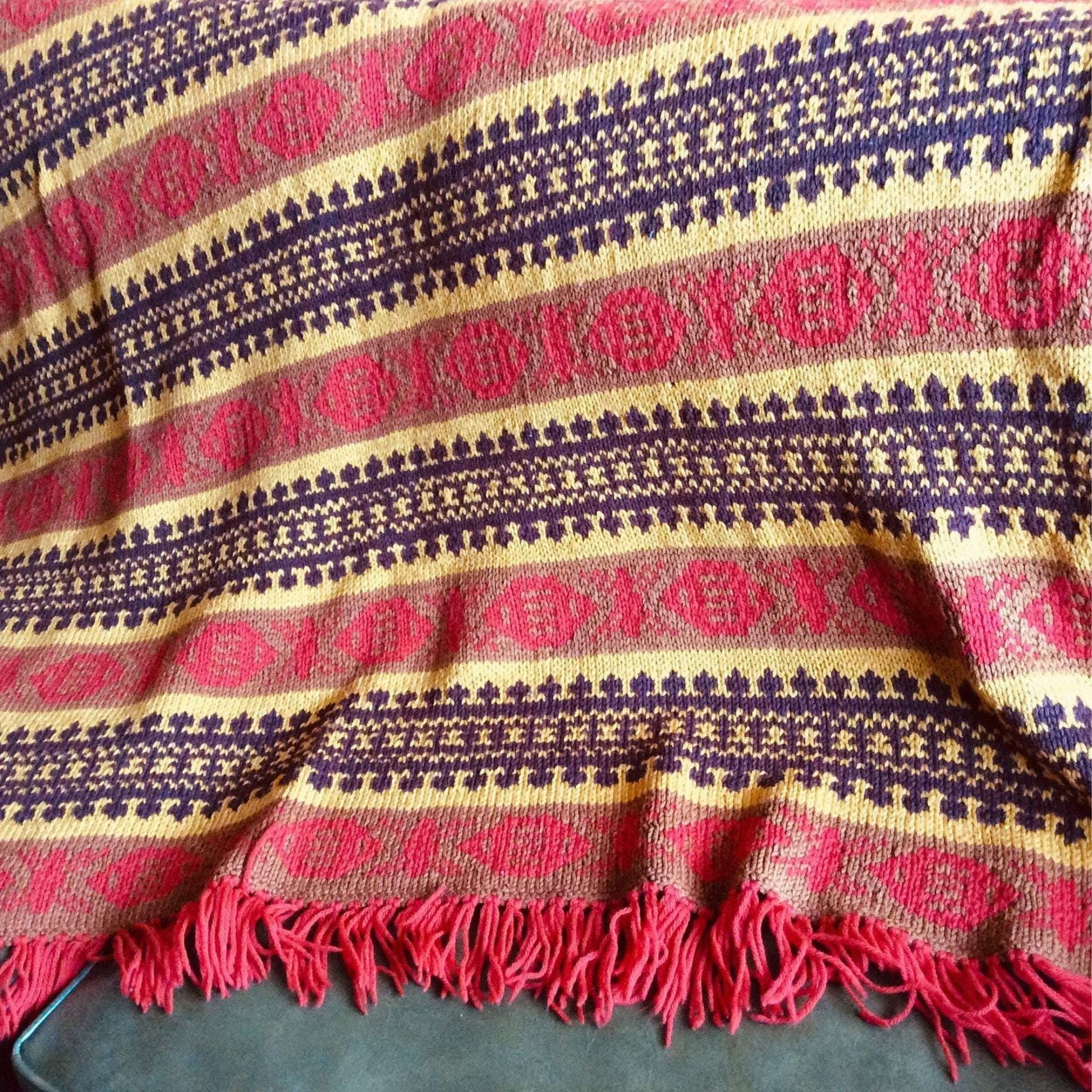 Knitted Vintage Throw Multi / Synthetic / Vintage 1970s