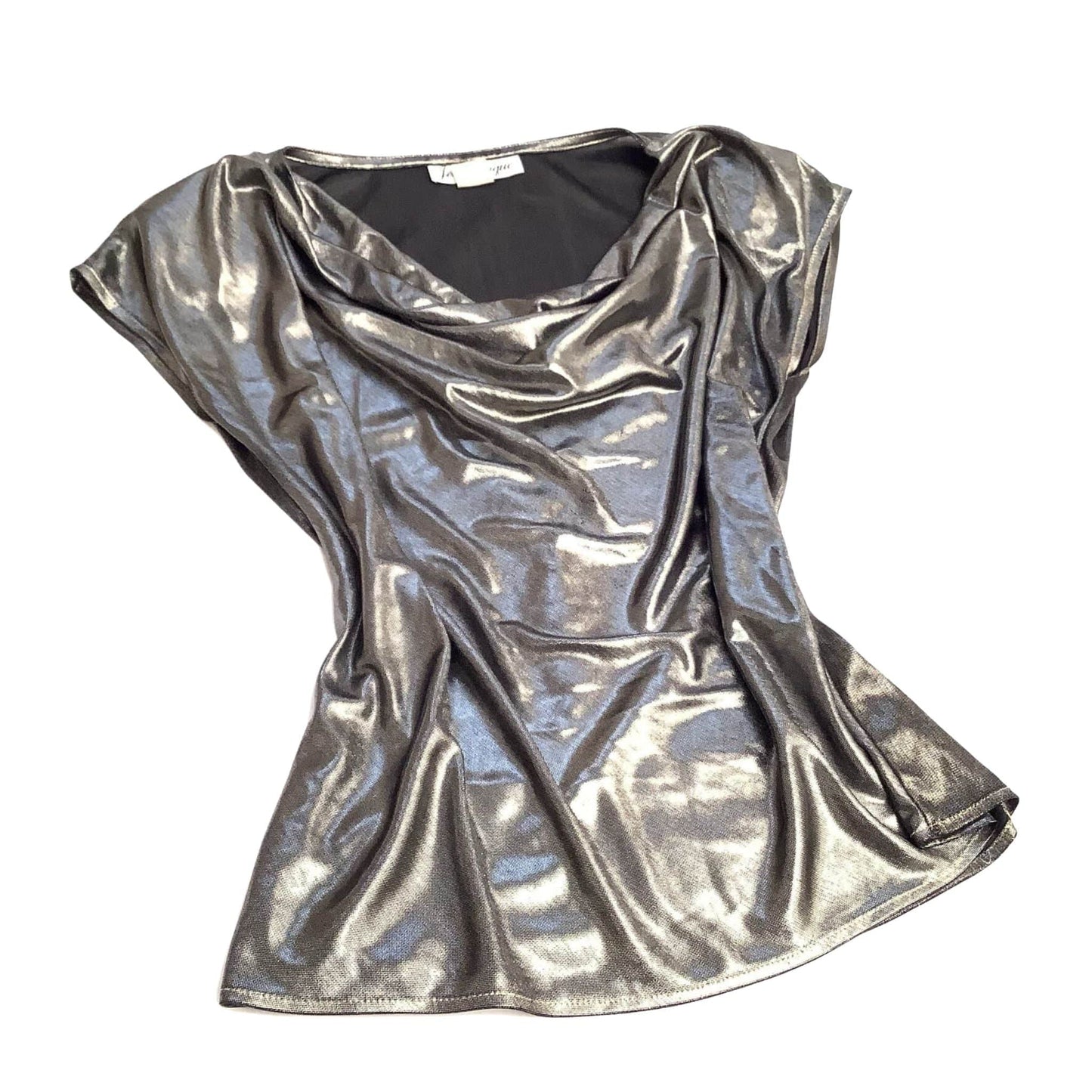 1980s Jeri Marque Metallic Liquid Silver Vintage Top