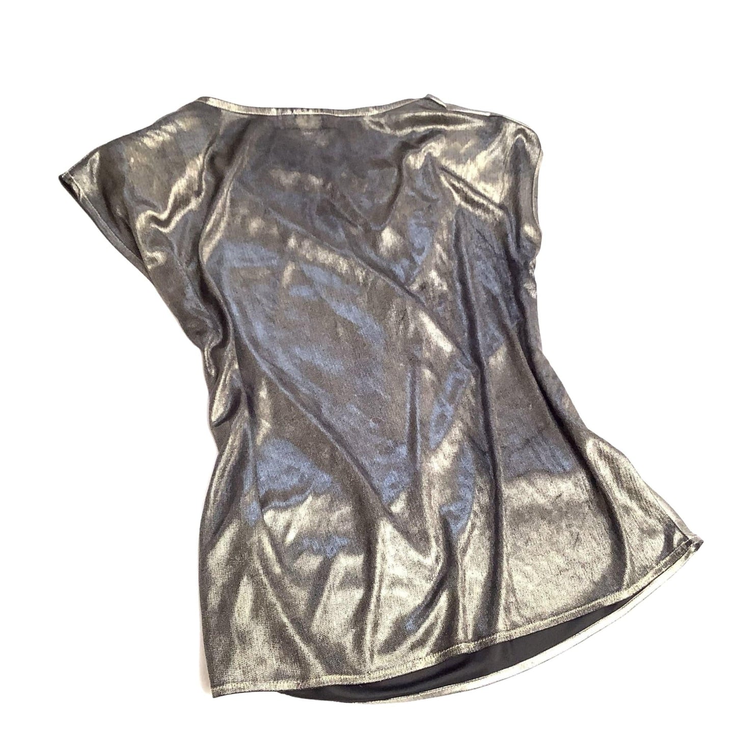 1980s Jeri Marque Metallic Liquid Silver Vintage Top