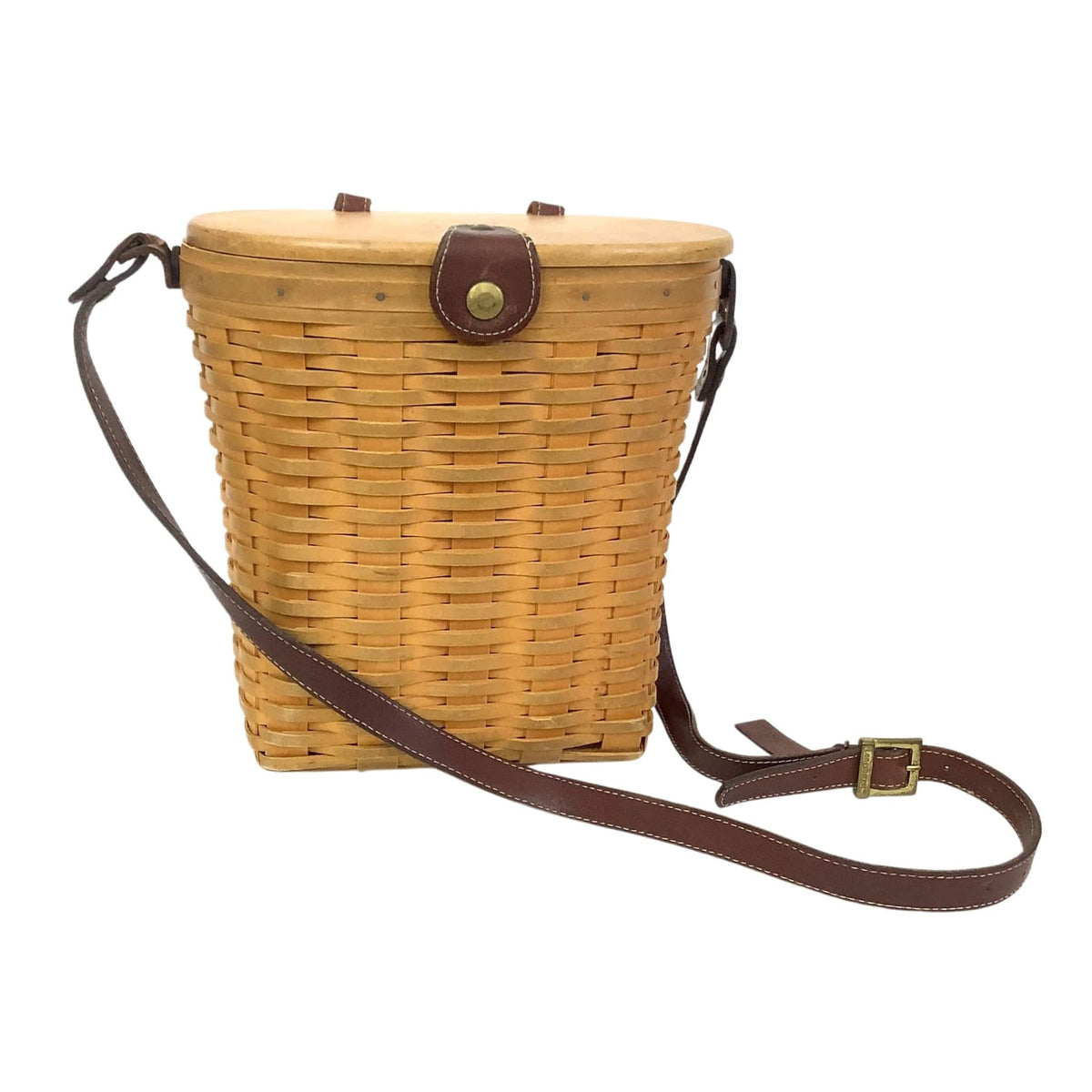 Longaberger Basket Backpack Woven Wood & Black Adjustable Straps 2007 Longaberger Basket With Strap - Etsy main image 2