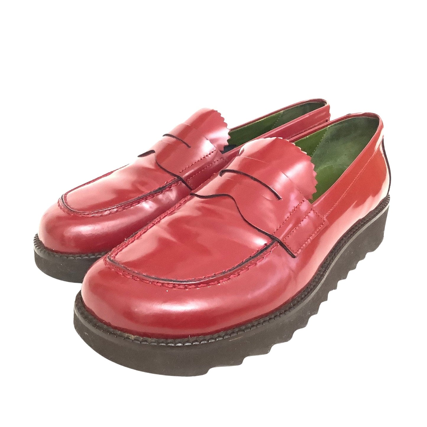 Lug Sole Red Loafers 7 / Red / Vintage 1990s