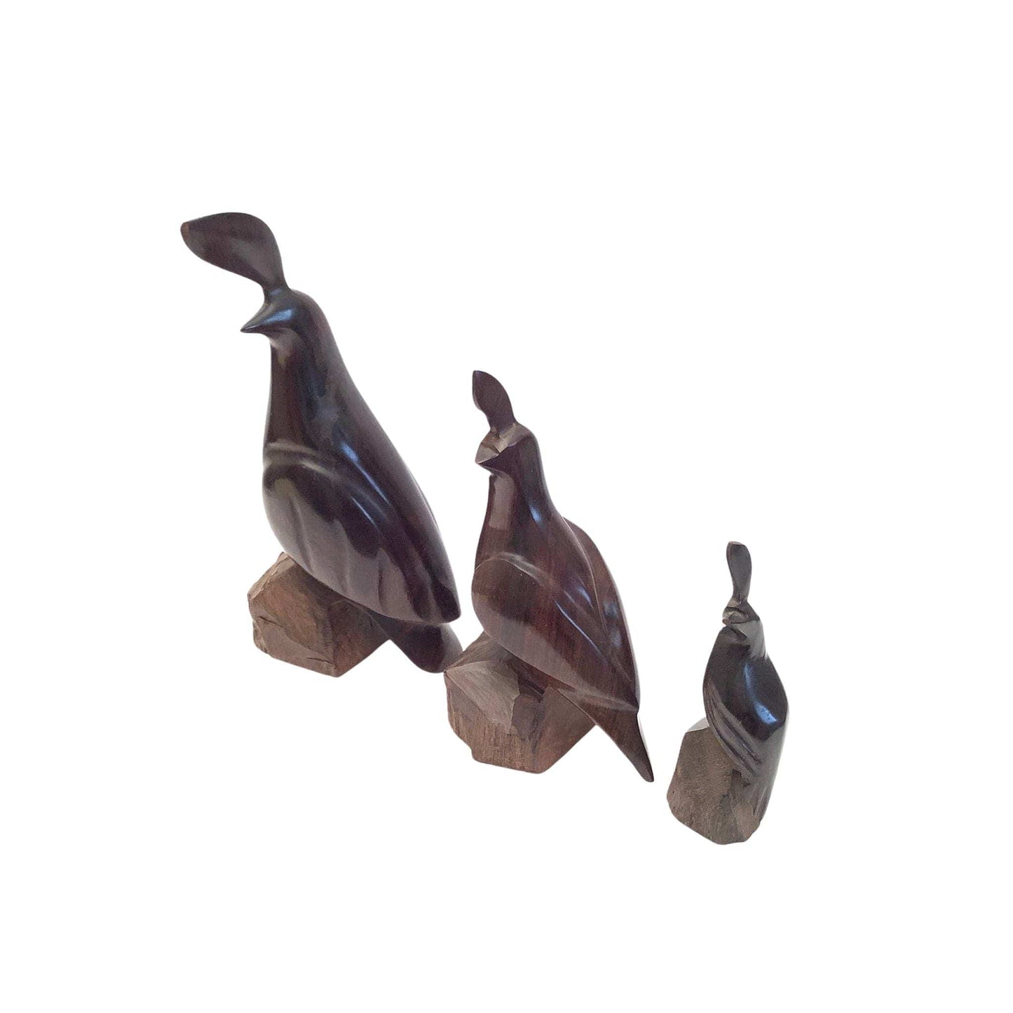 MCM Wood Quail Figurines
