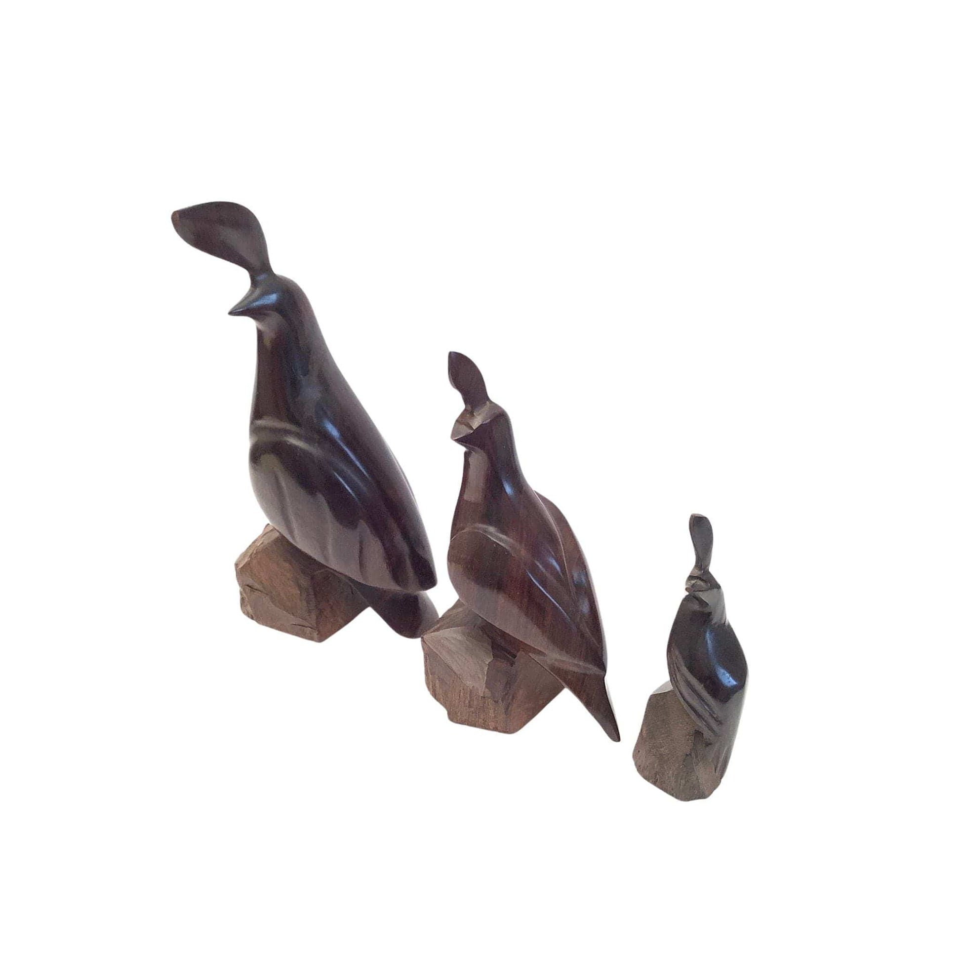 MCM Wood Quail Figurines