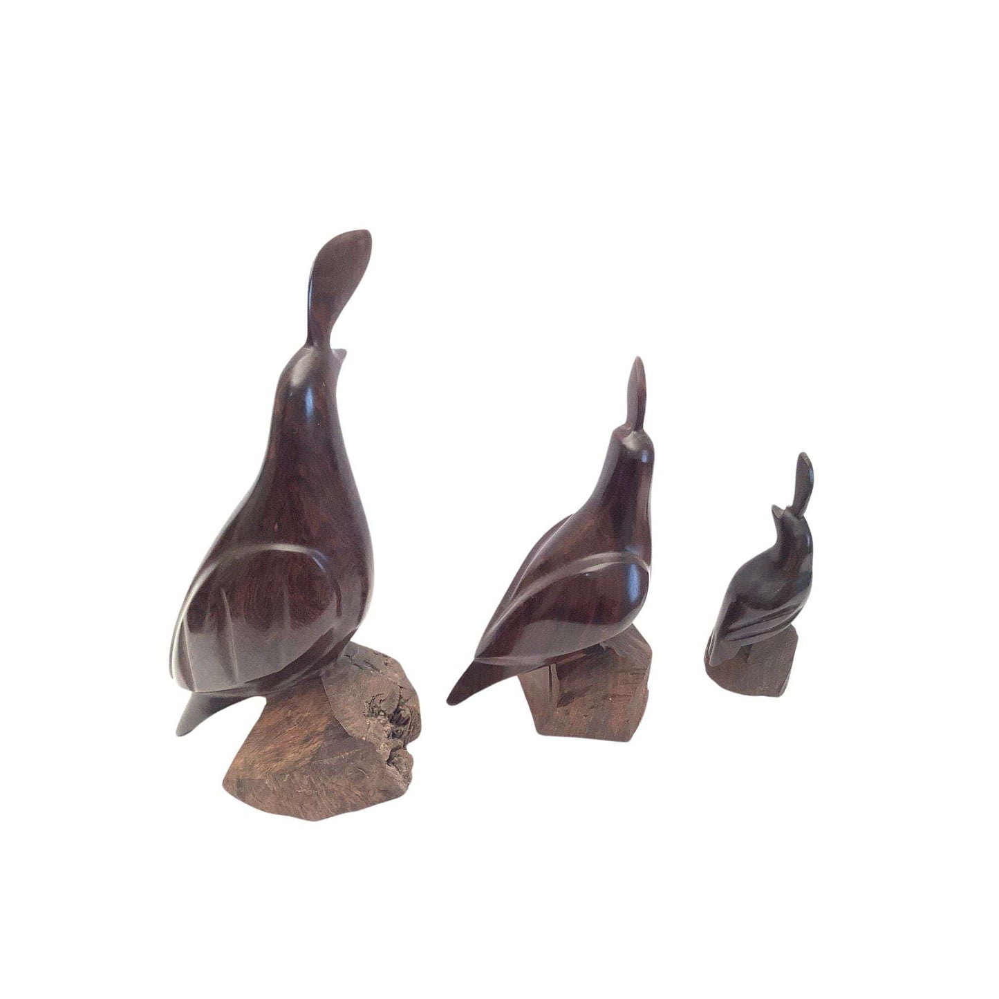 MCM Wood Quail Figurines