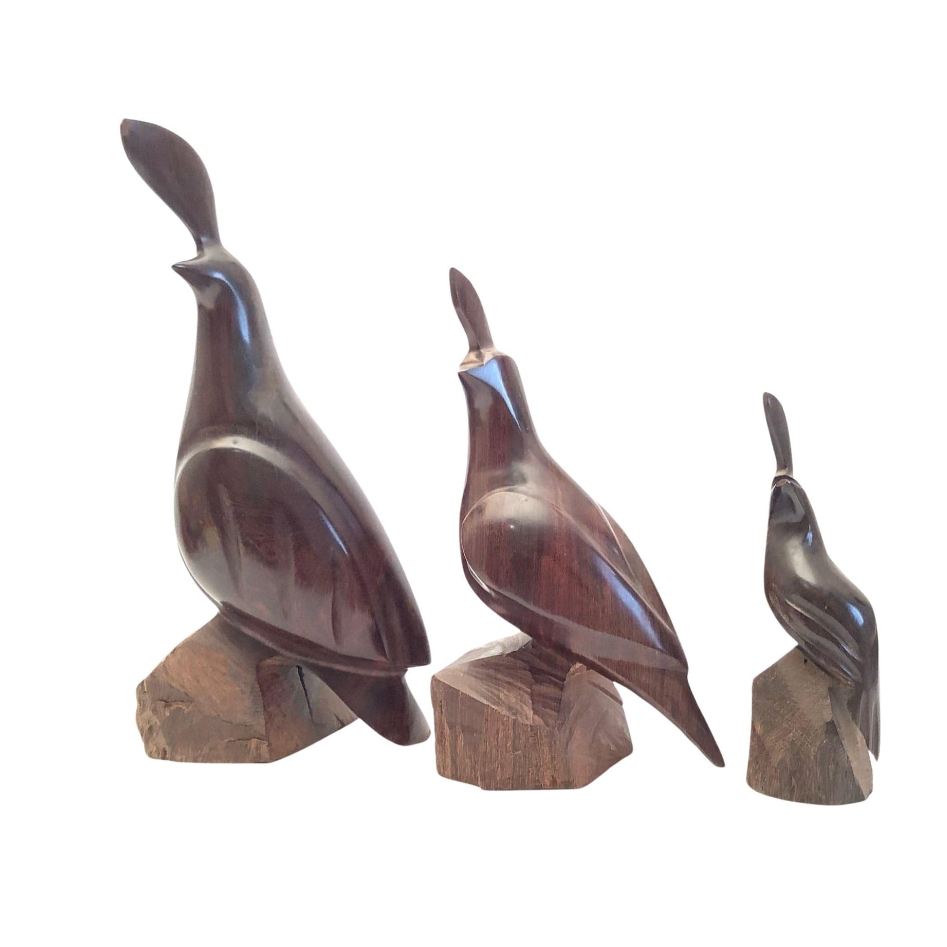 MCM Wood Quail Figurines