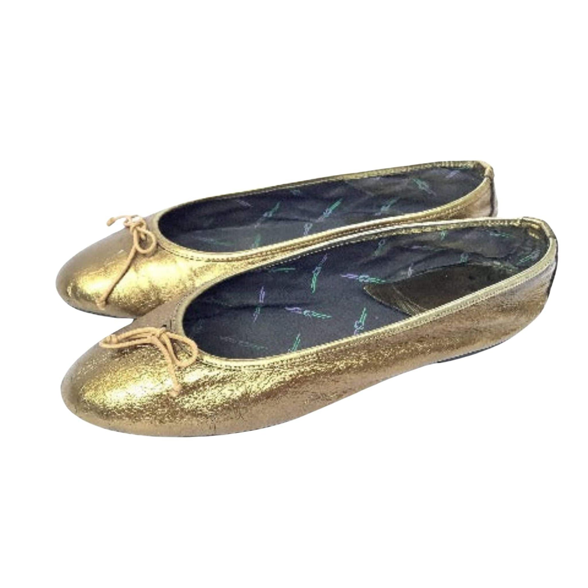 Metallic Ballet Flats 10 / Bronze / Vintage 1990s