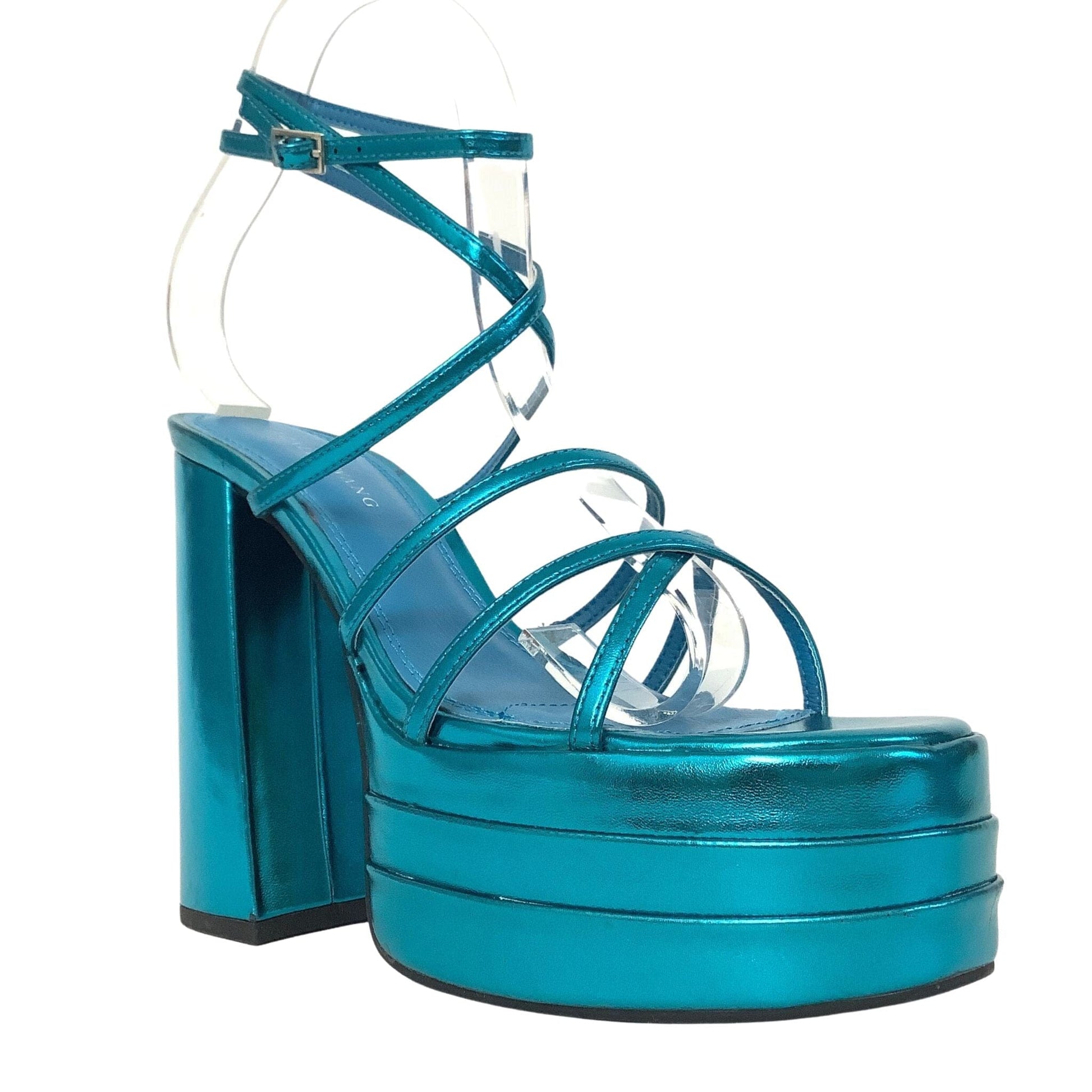 Metallic Blue Platform Heels 7 / Blue / Y2K - Now